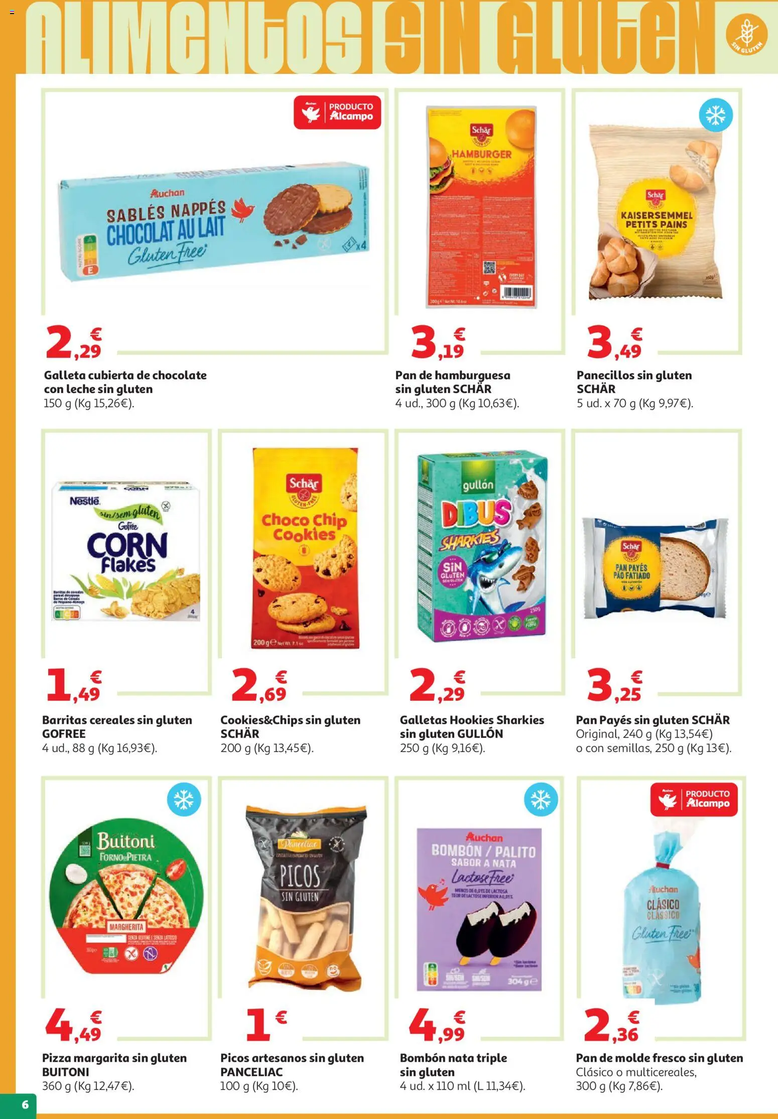 Alcampo Superstore │ válido desde el 05.05.2026 | Página: 6 | Productos: Leche, Chocolate, Pan de hamburguesa, Σοκολατούχο γάλα