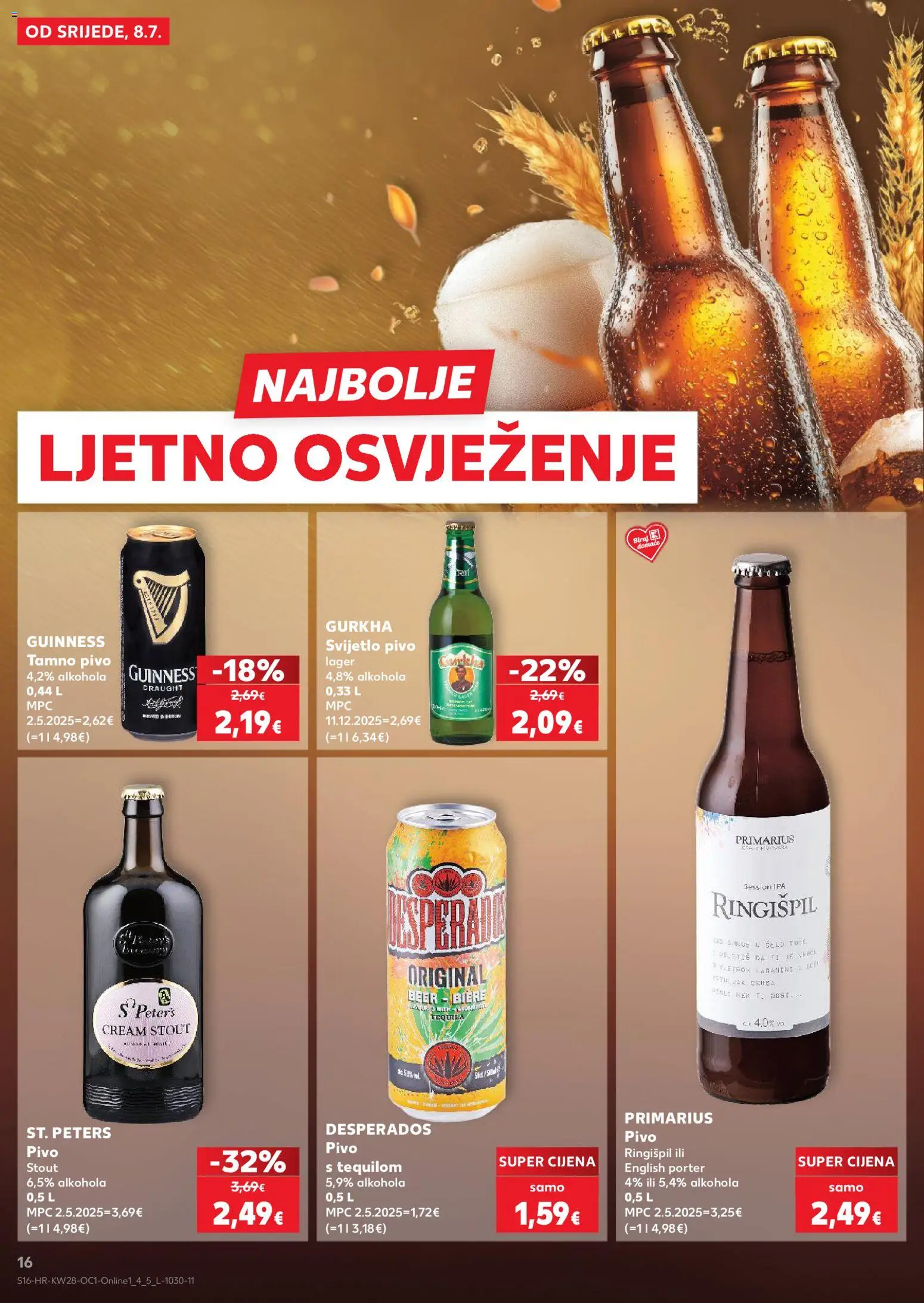 Kaufland katalog | vrijedi od 08.07.2026 | Stranica: 16 | Proizvodi: Pivo