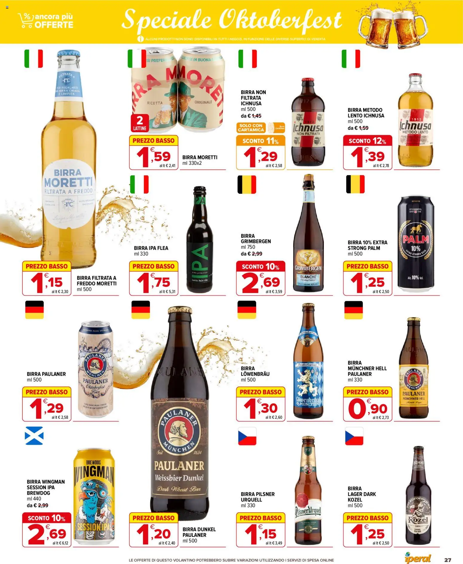 Volantino Iperal del 16/09/2026 | Pagina: 27 | Prodotti: Birra Grimbergen, Birra, Birra Moretti, Basso
