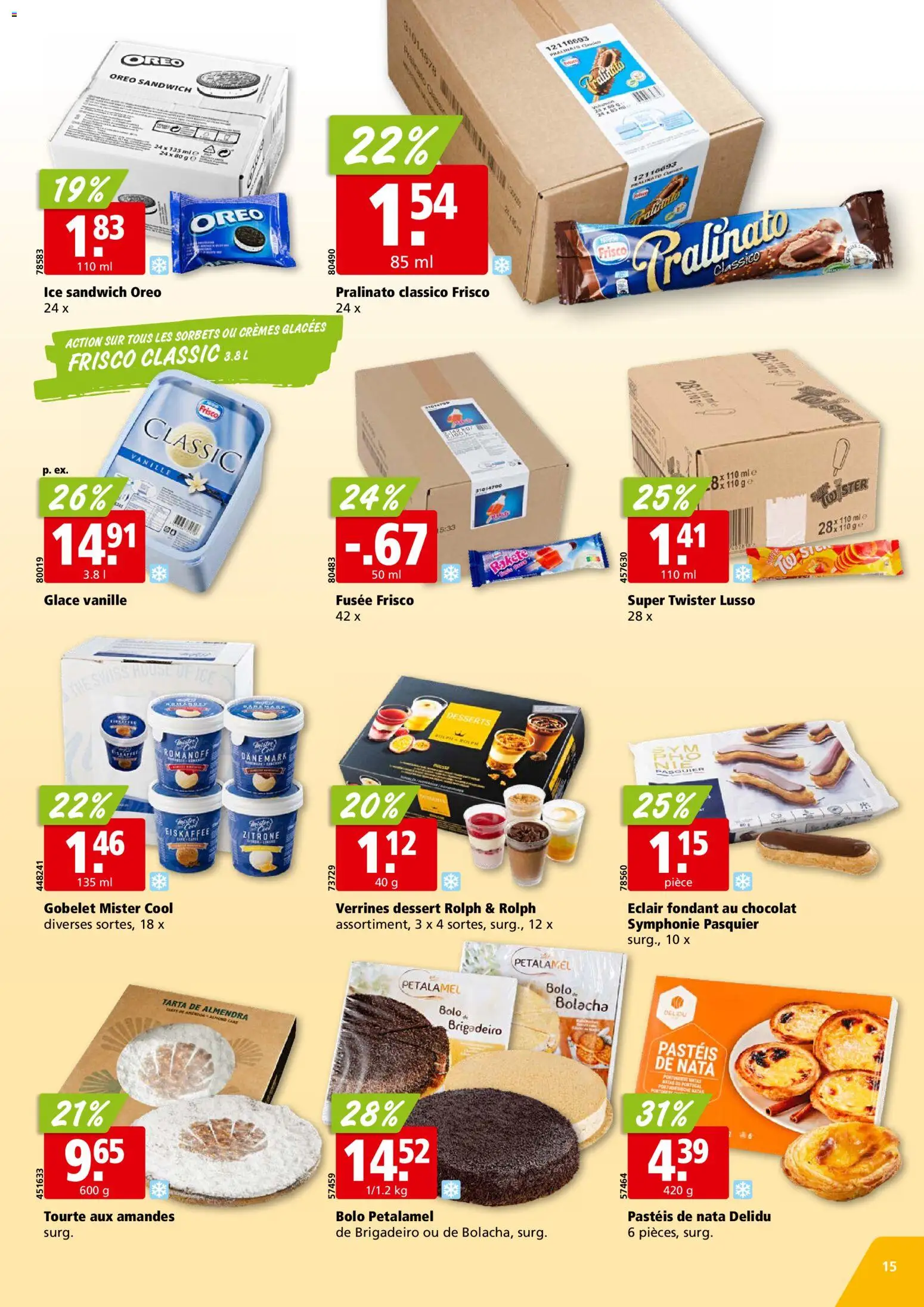 Aligro aktionen Chavannes, Matran, Genève, Sion – gültig ab 13.04.2026 | Seite: 15 | Produkte: Vanille, Glace, Zitrone, Desserts