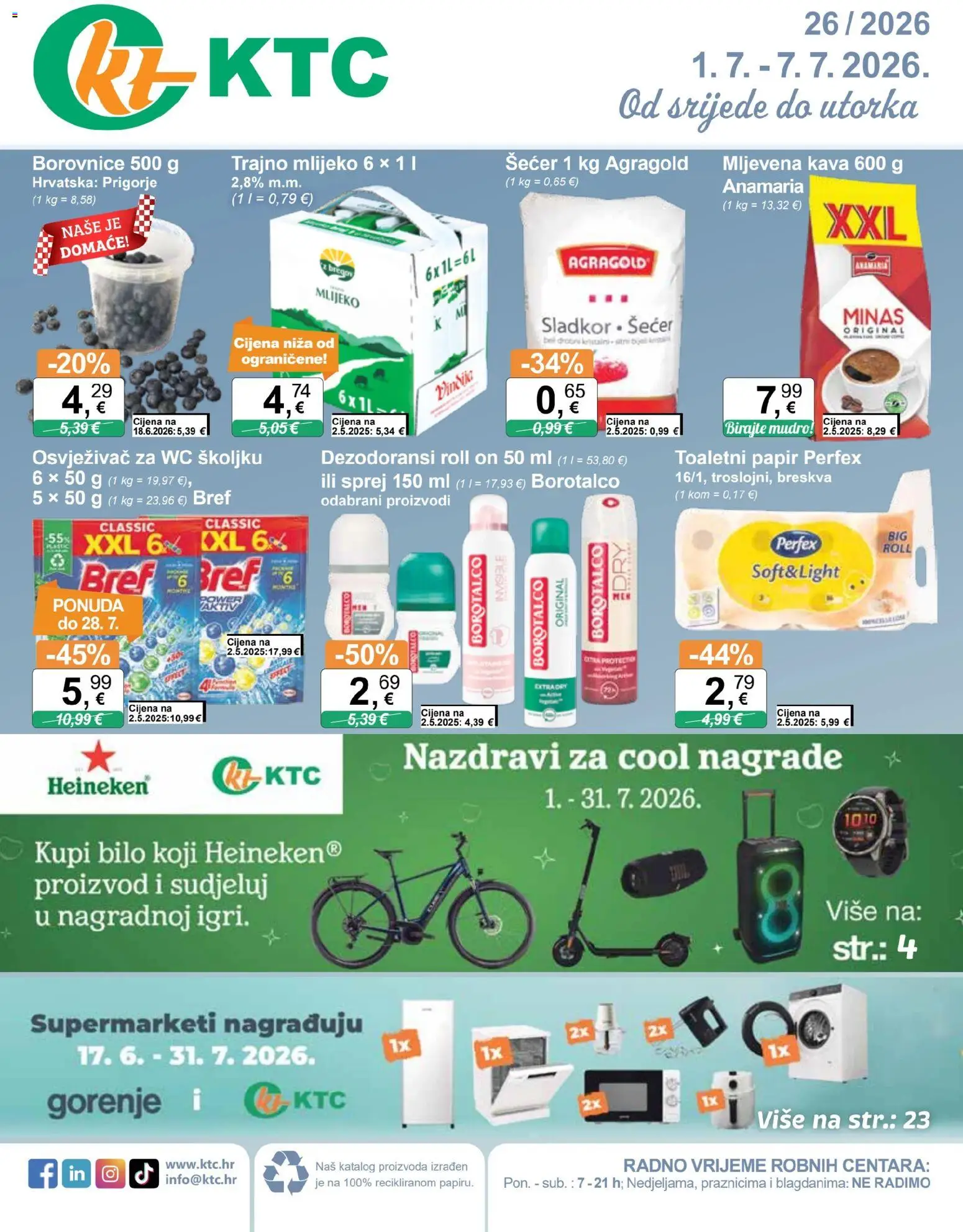 KTC katalog | vrijedi od 01.07.2026 | Stranica: 1 | Proizvodi: Roll on, Trajno mlijeko, Šećer, Borovnice