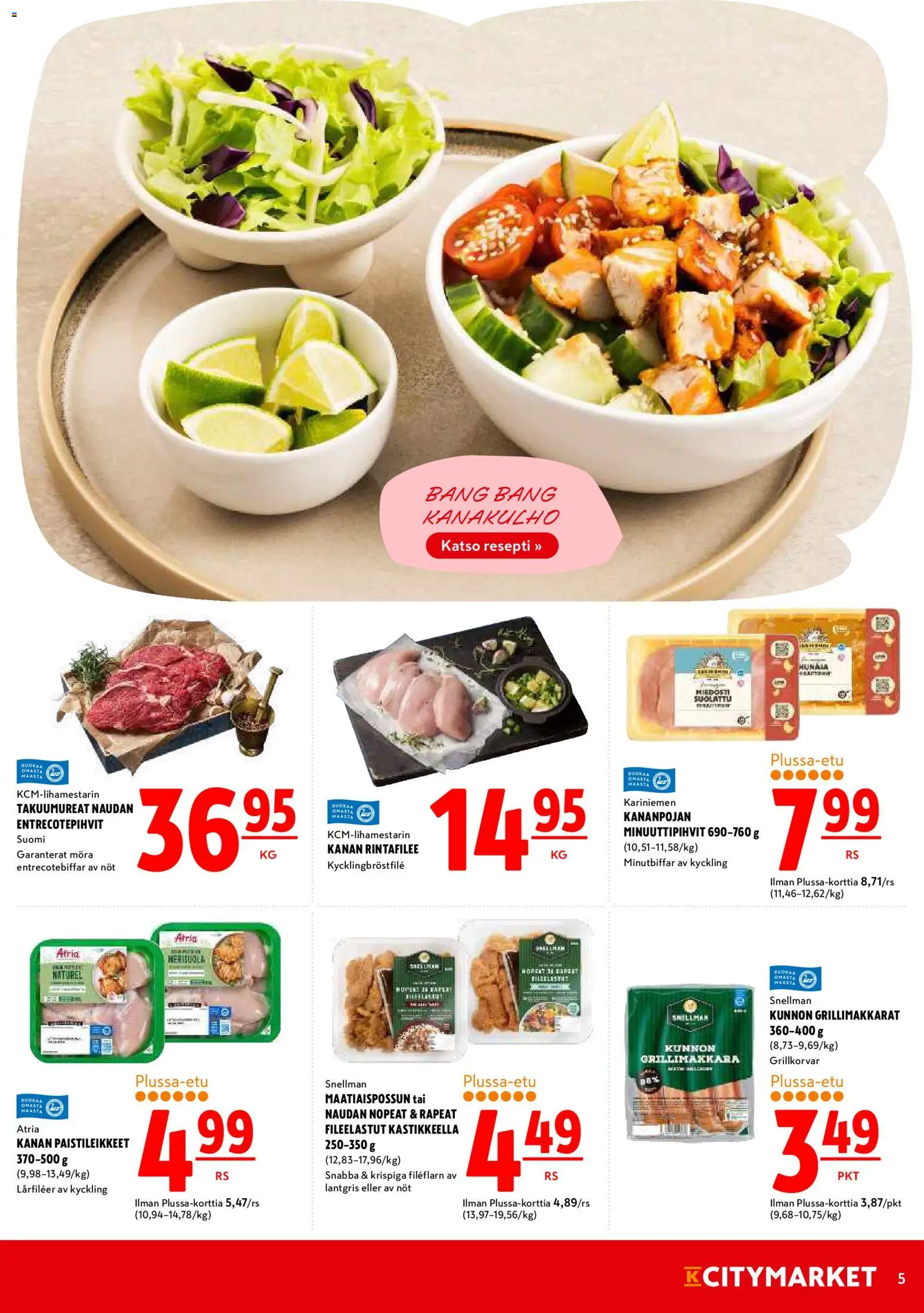 K-Citymarket tarjoukset – voimassa 16.04.2026 alkaen | Sivu: 5 | Tuotteet: Grillimakkara