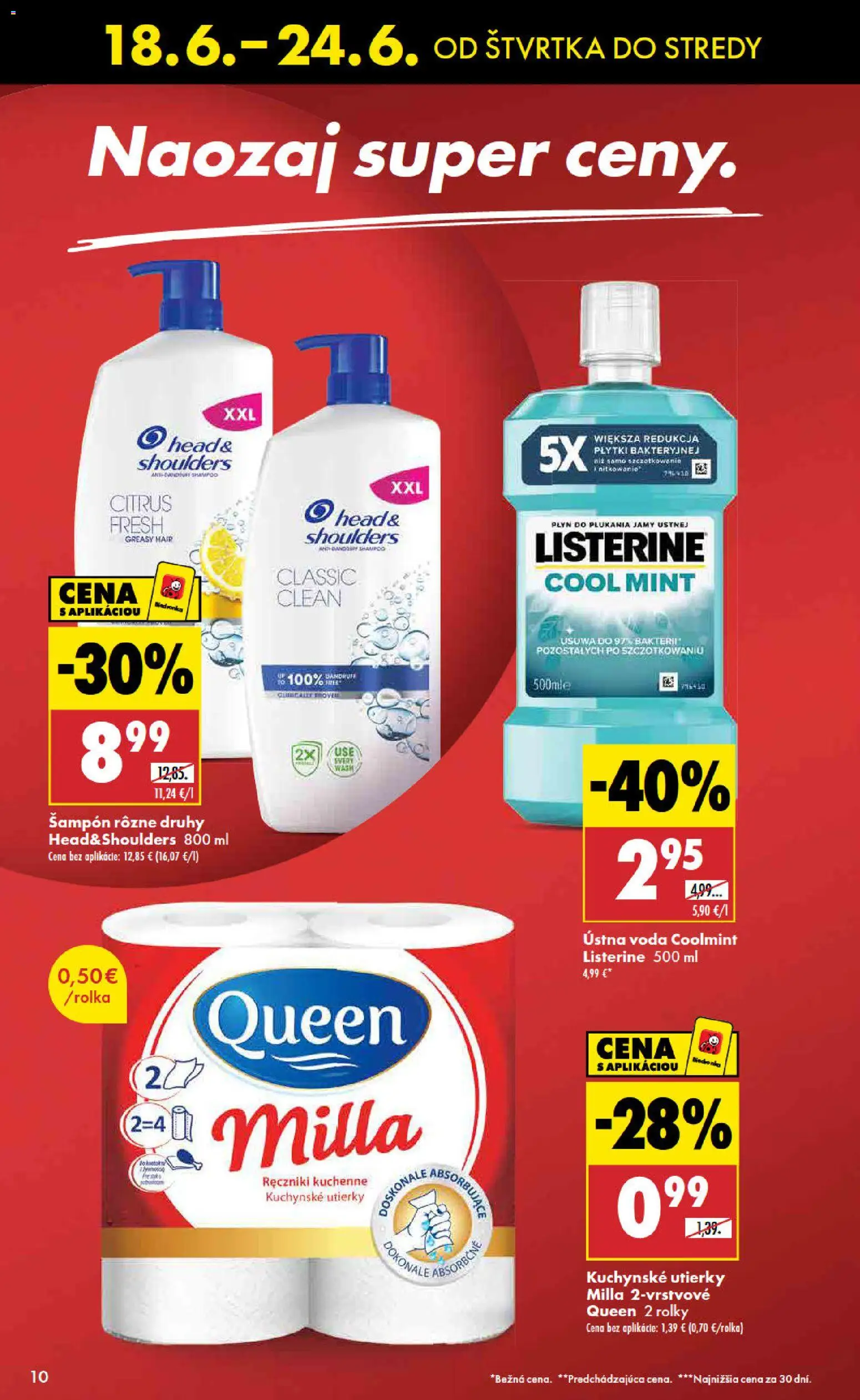 Nové Biedronka akcie – leták je platný od 18.06.2026 | Strana: 10 | Produkty: Listerine, Šampón, Ústna voda, Voda