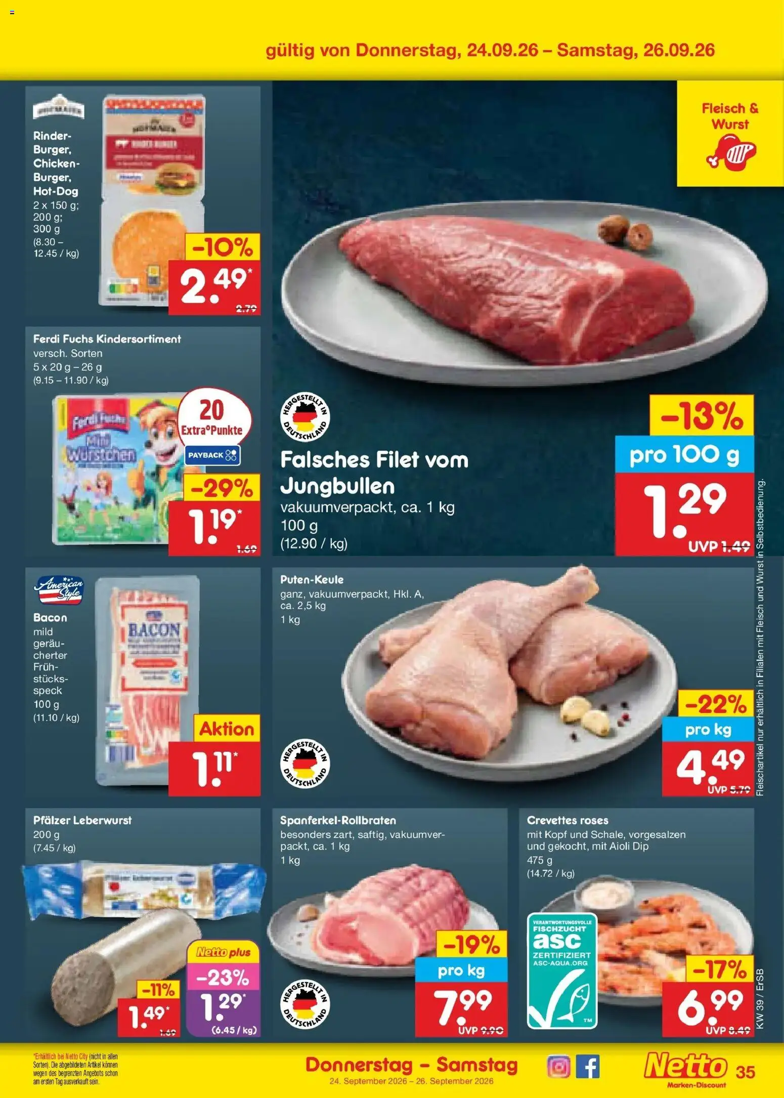 Netto Marken-Discount Prospekt Naumburg – gültig ab 21.09.2026 | Seite: 49 | Produkte: Burger, Wurst, Fleisch