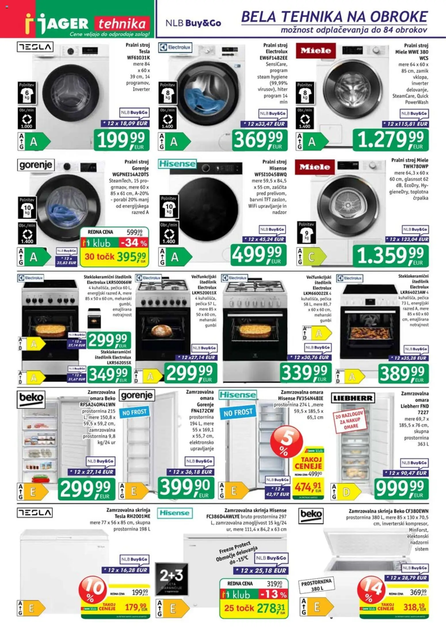 Novi Jager katalog ponudbe – veljaven od 17.06.2026 | Stran: 14 | Izdelki: Pecica, Omara, Zamrzovalna omara, Štedilnik