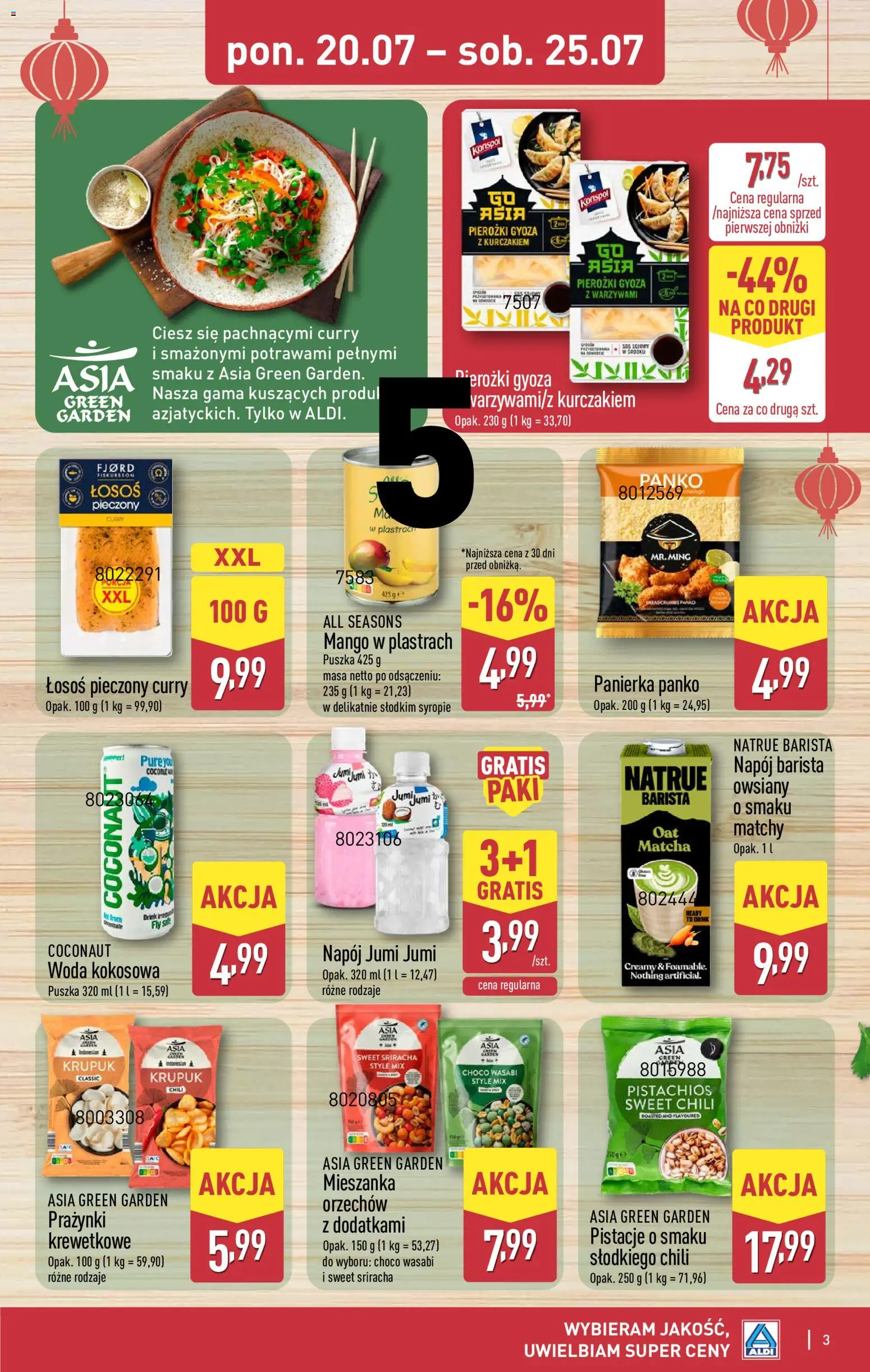 Aldi Polsko leták - Artykuły przemysłowe i tekstylia od 20.07.2026 | Strana: 3 | Produkty: Mango, Gyoza, Losos, Matcha