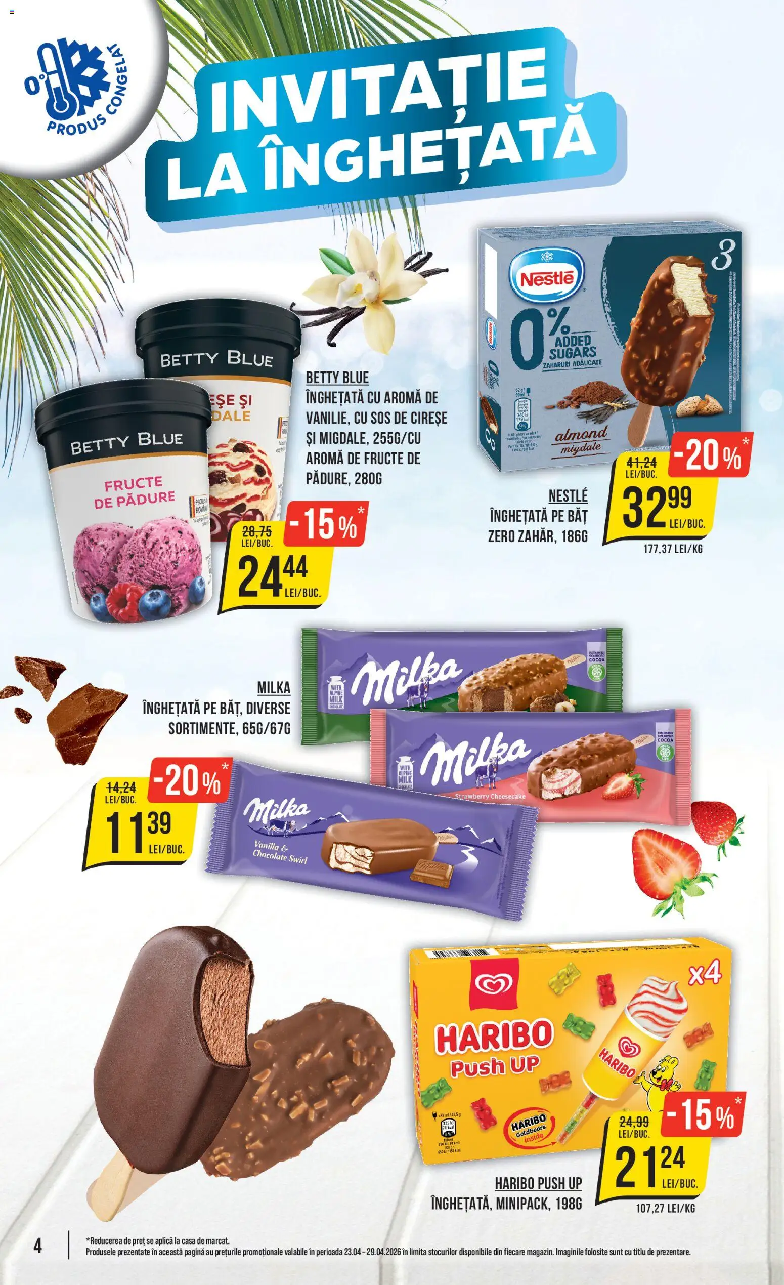 Noul catalog Mega Image – valabil de la 23.04.2026 | Pagină: 4 | Produse: Dale, Cireșe, Înghețată, Sos