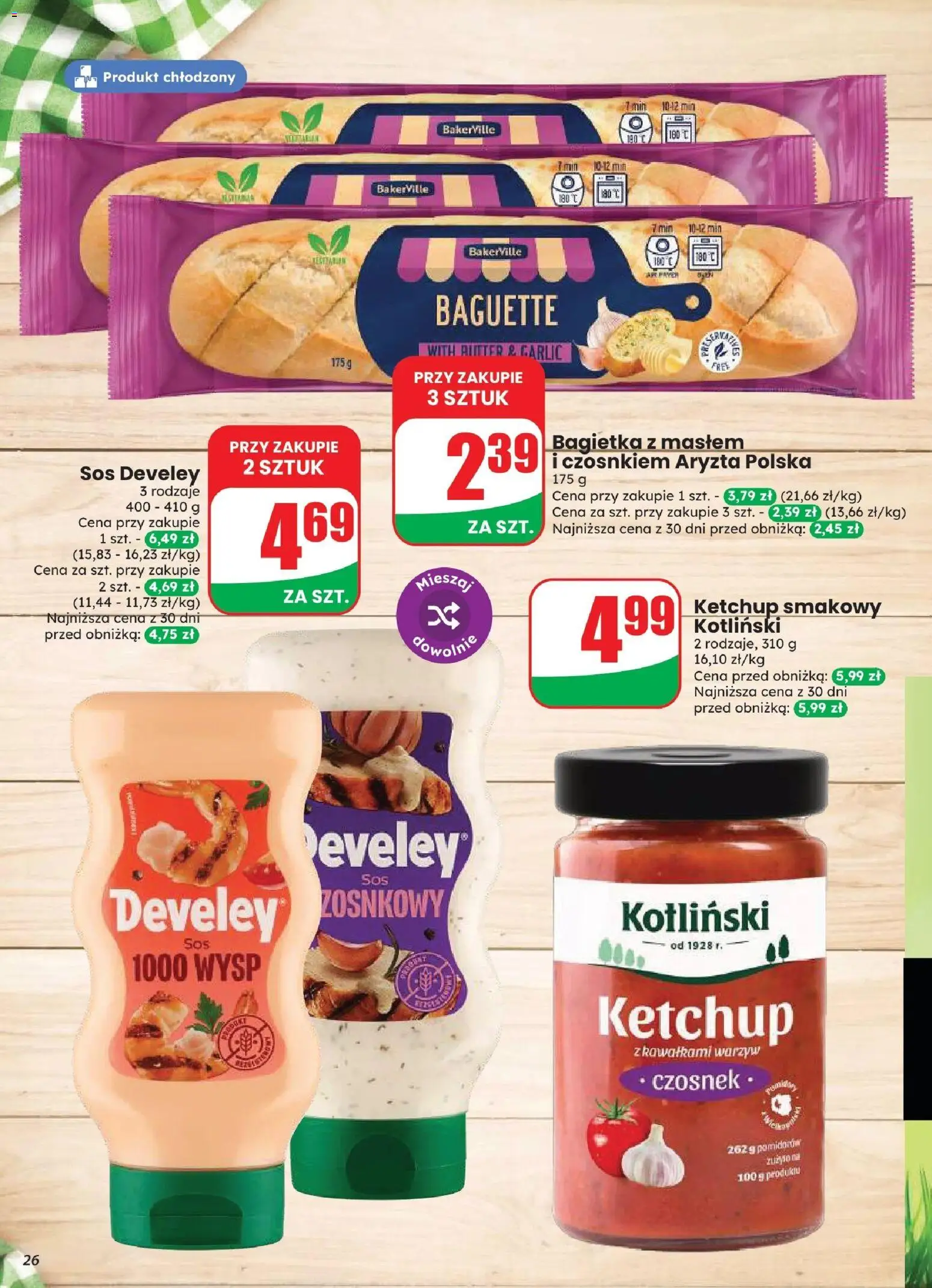 Dino gazetka od 12.08.2026 | Strona: 26 | Produkty: Czosnek, Ketchup, Bagietka, Sos