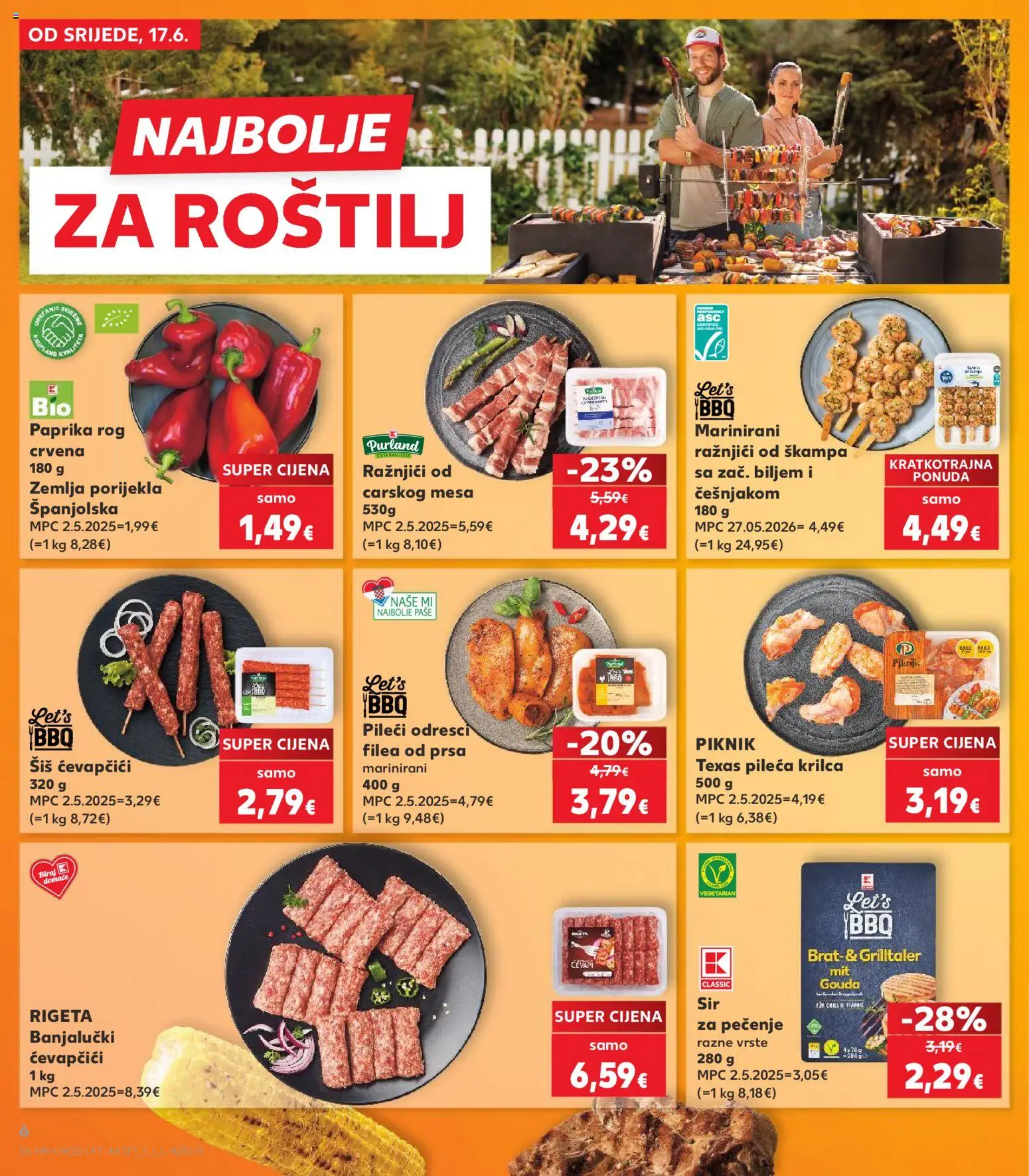 Kaufland katalog | vrijedi od 17.06.2026 | Stranica: 6 | Proizvodi: Roštilj, Paprika, Ćevapčići, Gouda