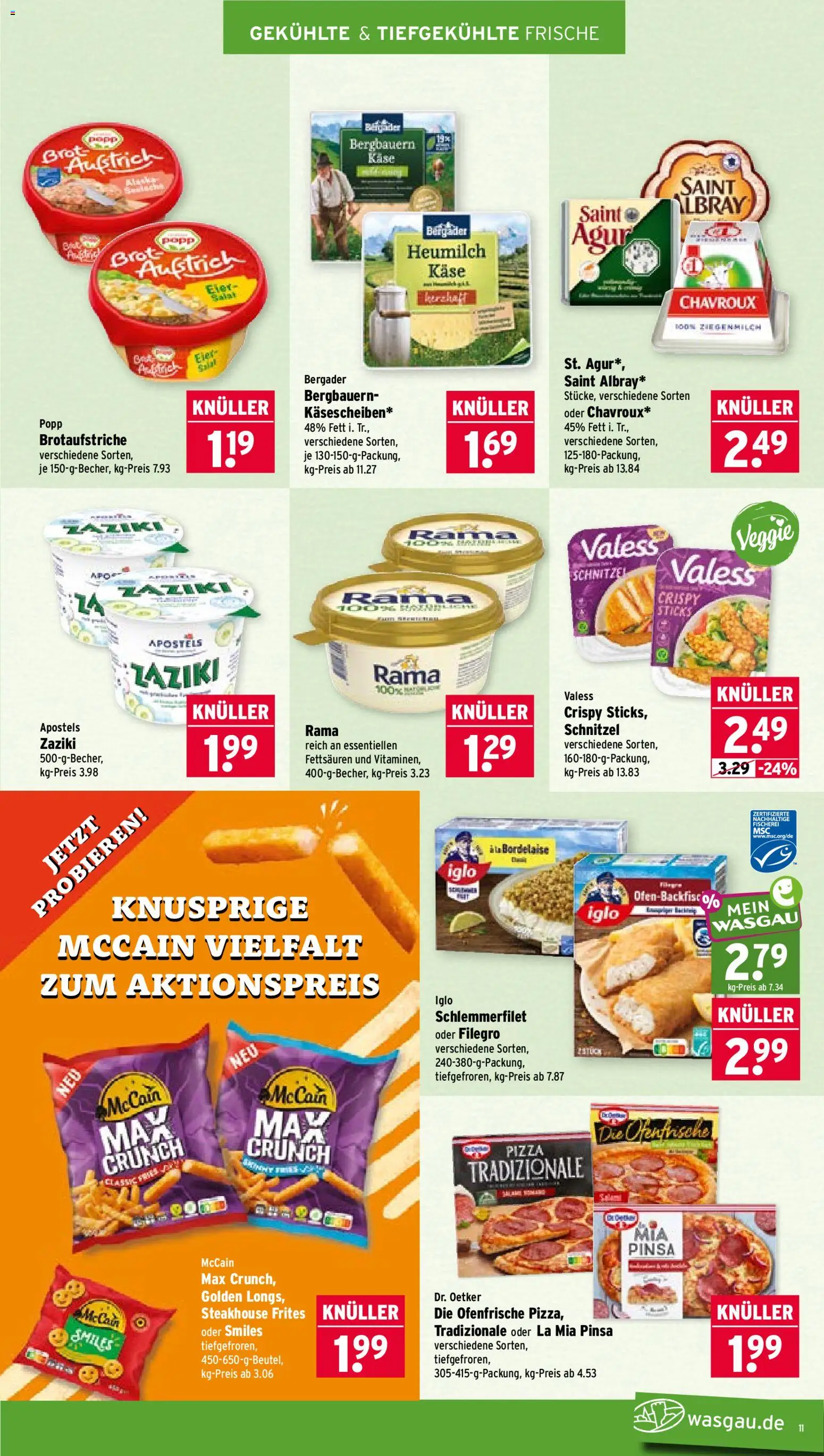 Wasgau Prospekt – gültig ab 10.08.2026 | Seite: 11 | Produkte: Rama, Schnitzel, Ofenfrische, Brot