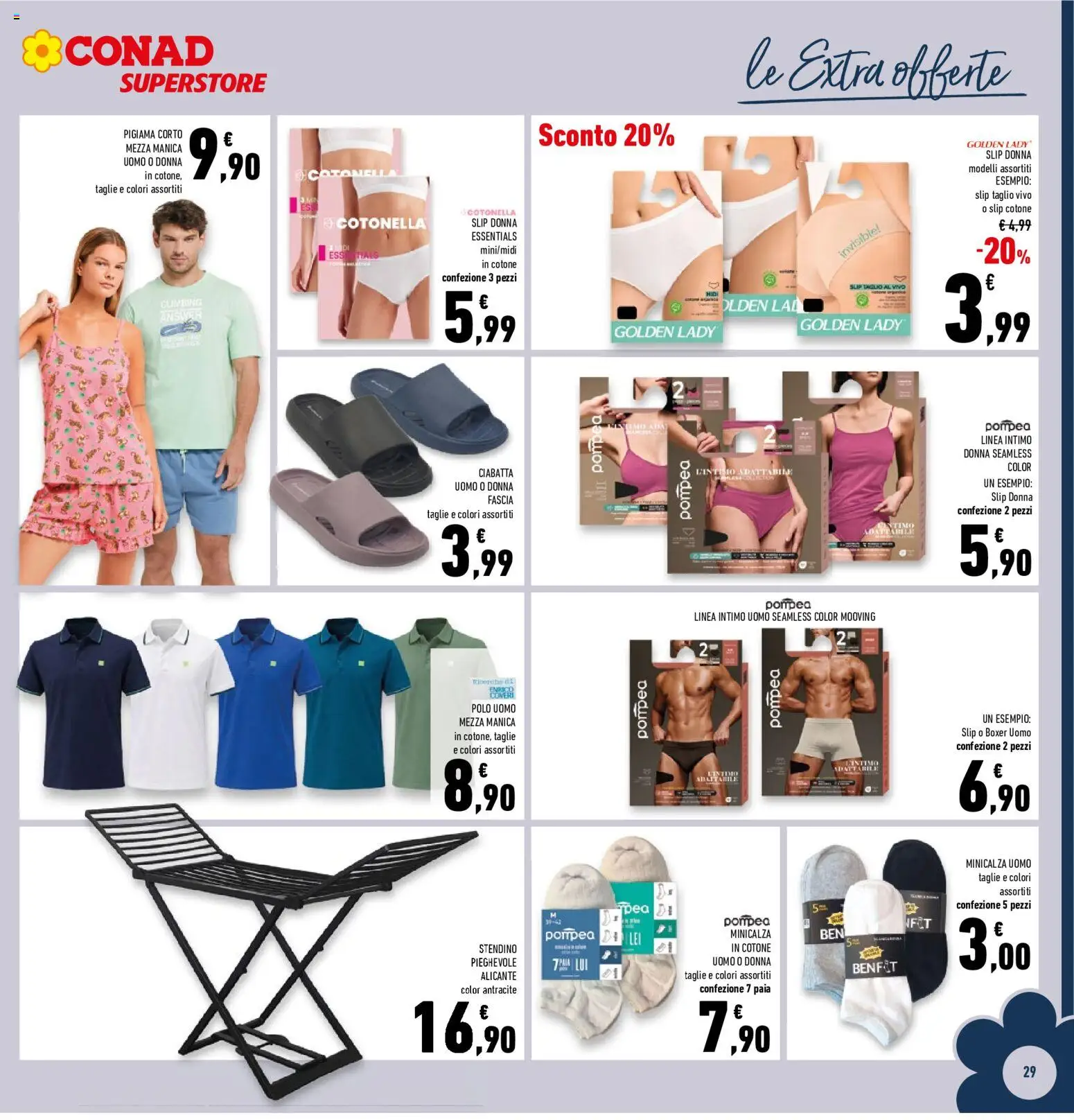 Volantino Conad del 17.06.2026 | Pagina: 29 | Prodotti: Slip, Boxer, Polo, Stendino