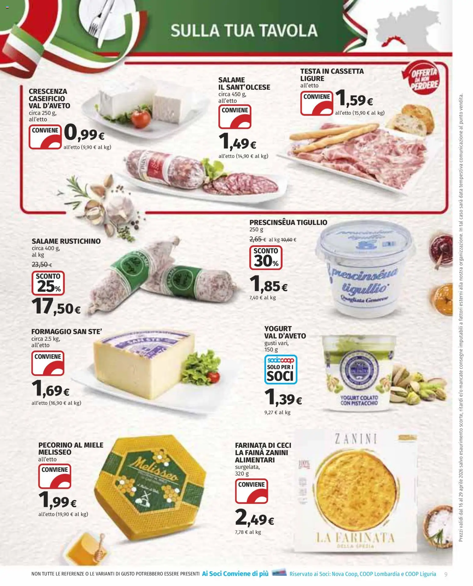 Volantino COOP del 16.04.2026 | Pagina: 9 | Prodotti: Yogurt, Data, Crescenza, Miele