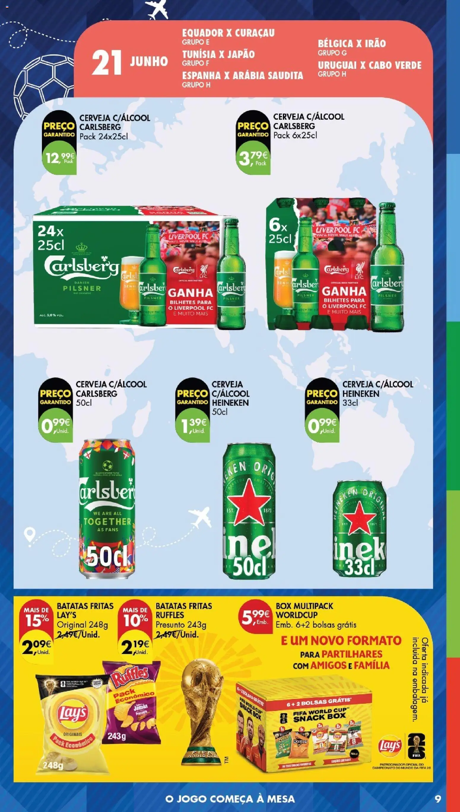 Pingo Doce Bebidas e Petiscos 2026 │ válido de 09.06.2026 | Página: 9 | Produtos: Mesa, Presunto, Cerveja, Batatas fritas