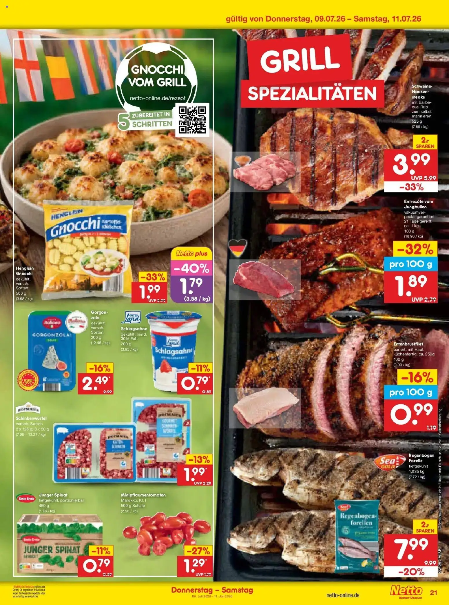 Netto Marken-Discount - Netto: Wochenangebote – gültig ab 05.07.2026 | Seite: 37 | Produkte: Schlagsahne, Entrecote, Wurst, Fleisch