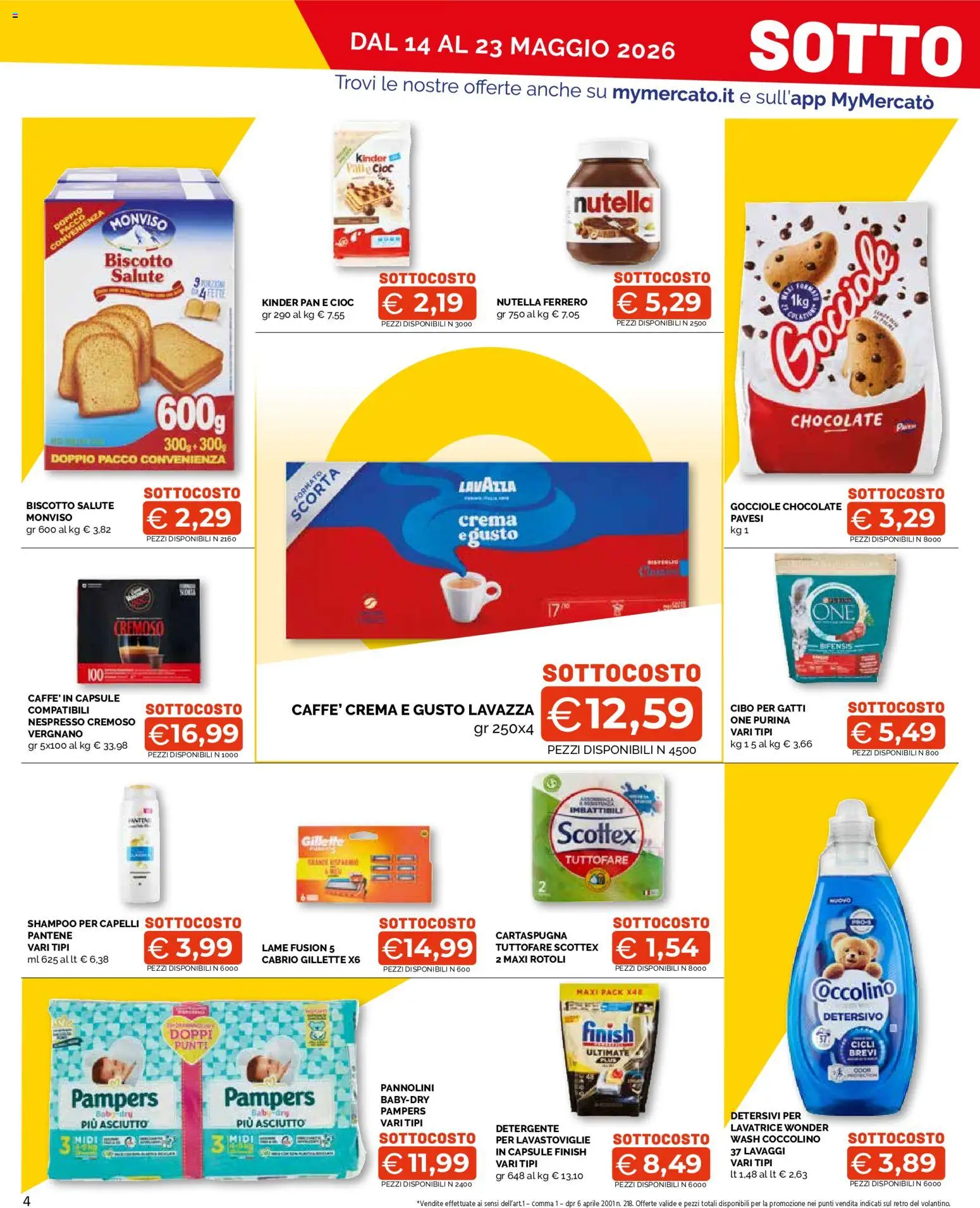 Volantino Mercatò del 14.05.2026 | Pagina: 4 | Prodotti: Pannolini, Nutella, Lavastoviglie, Pampers