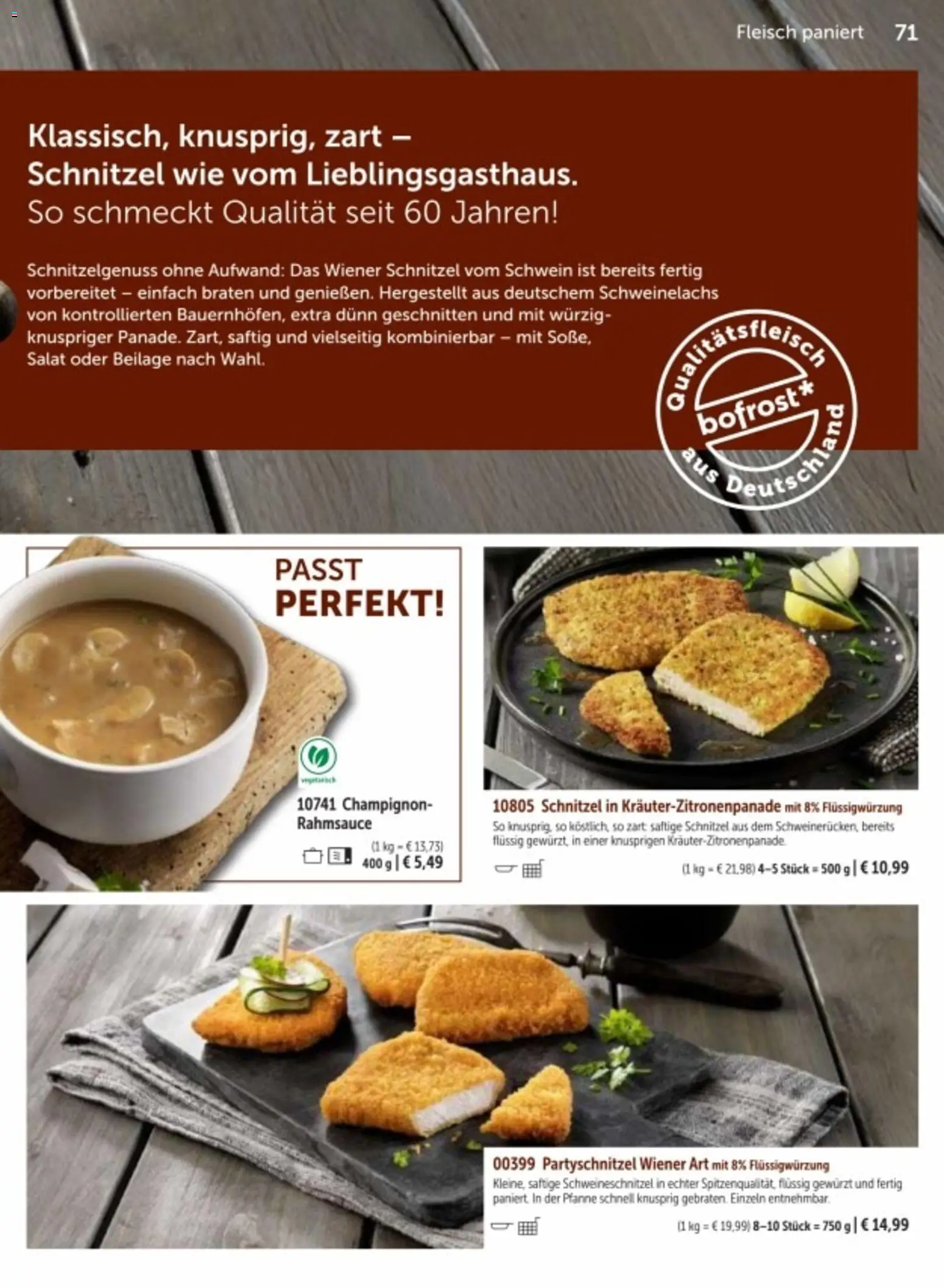 Bofrost Katalog – gültig ab 06.03.2026 | Seite: 71 | Produkte: Schnitzel, Fleisch, Salat