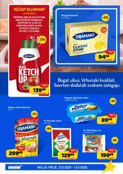KEČAP DIJAMANT BLAGI 500 G, PRIREMLJENI OD KVALITETNOG KONCENTRATA PARADAJZA, SAVRŠENO SE SLAŽU SA VAŠIM OMILJENIM JELIMA, OD MESA I SENDVIČA DO PIĆE I TESTENINE. - pregled Aman kataloga - važi od 31.08.2026 | Strana: 11 | Proizvode: Majonez, Kečap, Pasta, Margarin