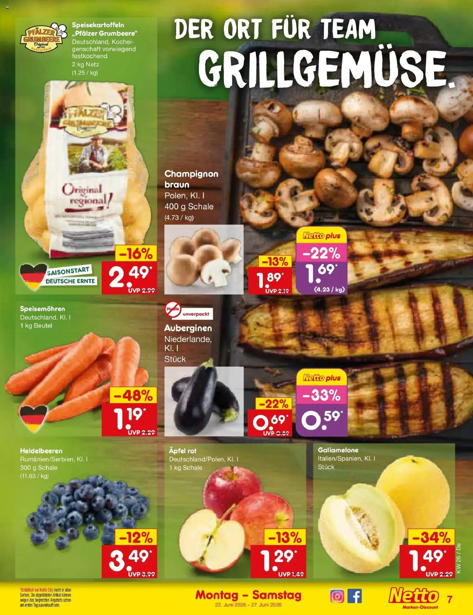 Netto Marken-Discount Prospekt Buttenwiesen – gültig ab 21.06.2026 | Seite: 9 | Produkte: Äpfel, Heidelbeeren, Kartoffeln