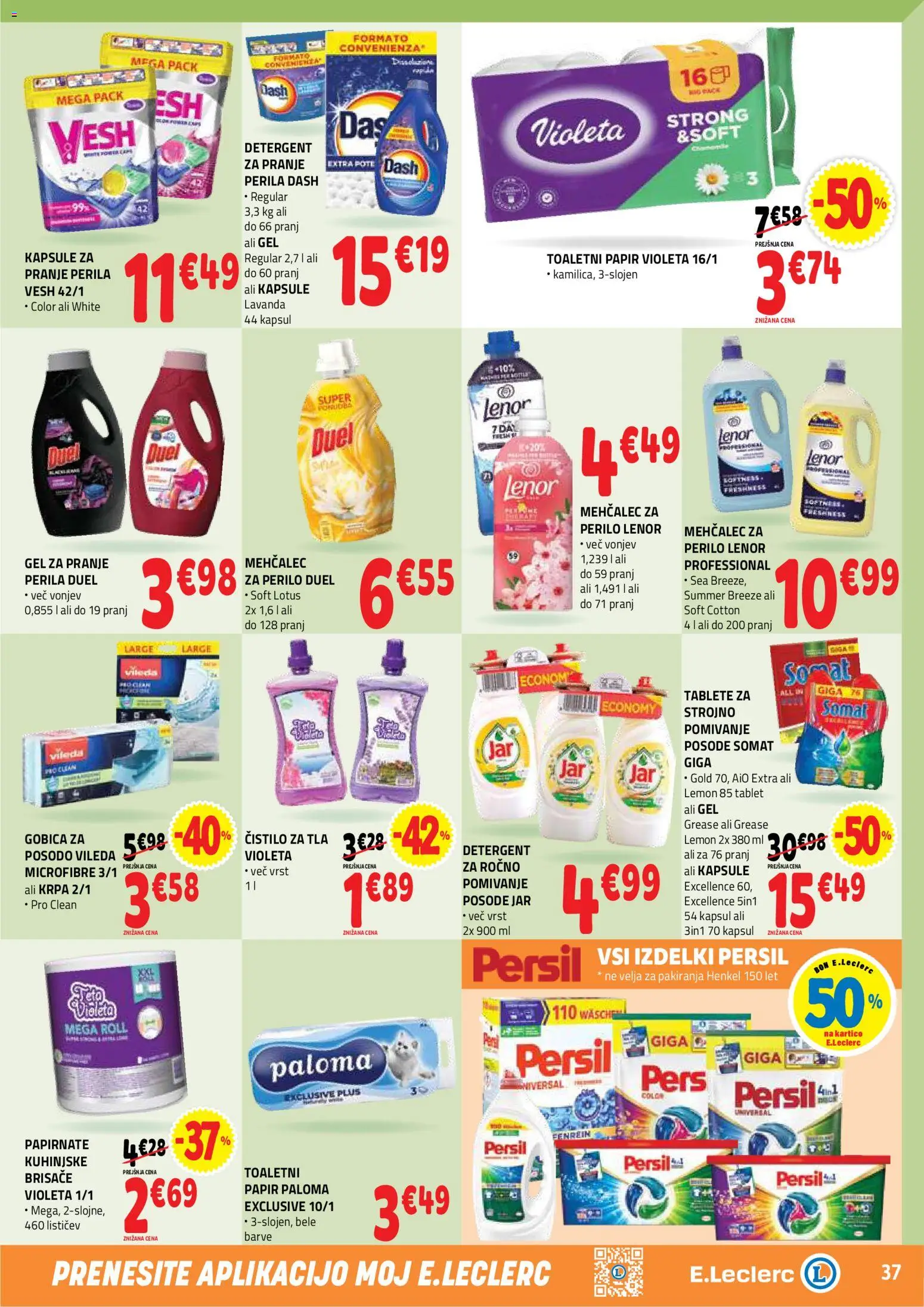 Novi E.leclerc katalog ponudbe – veljaven od 23.09.2026 | Stran: 37 | Izdelki: Mehčalec, Gobica, Lotus, Detergent