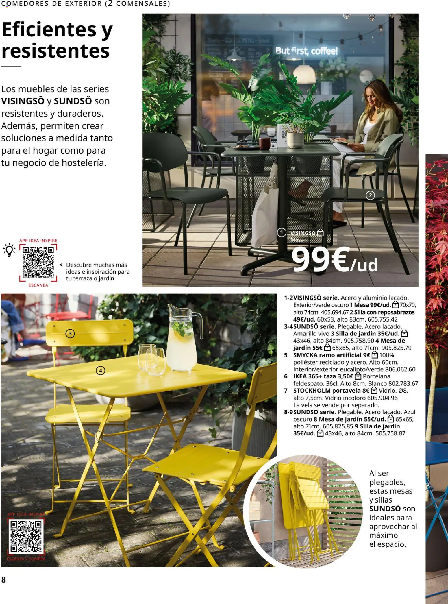 IKEA - Muebles de exterior │ válido desde el 01/09/2026 | Página: 8 | Productos: Mesa de jardín, Muebles, Vela, Silla