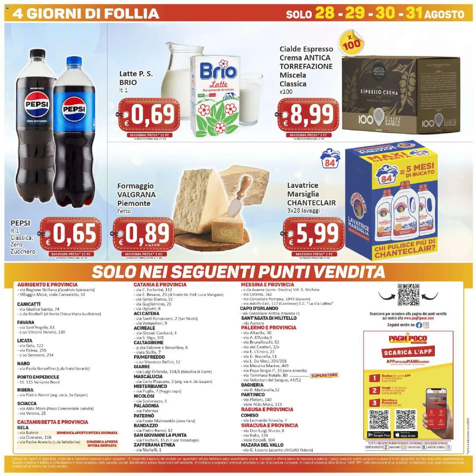 Volantino Paghi Poco del 21/08/2026 | Pagina: 20 | Prodotti: Crema, Lavatrice, Pepsi, Presa