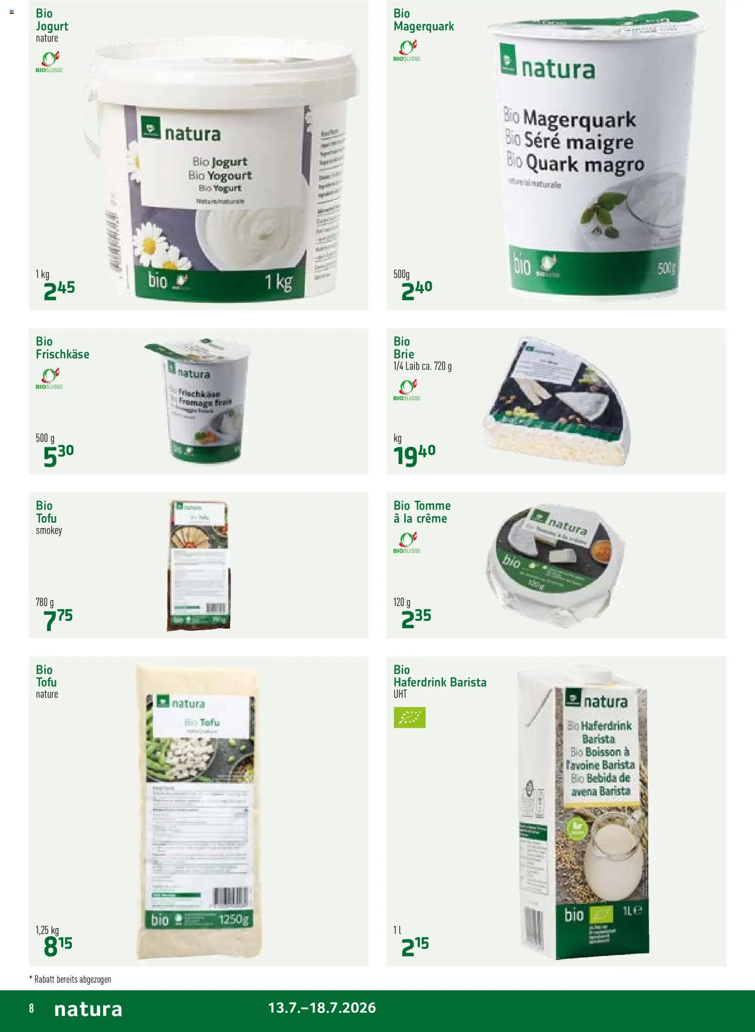 Prodega aktionen Natura – gültig ab 13.07.2026 | Seite: 8 | Produkte: Quark, Creme