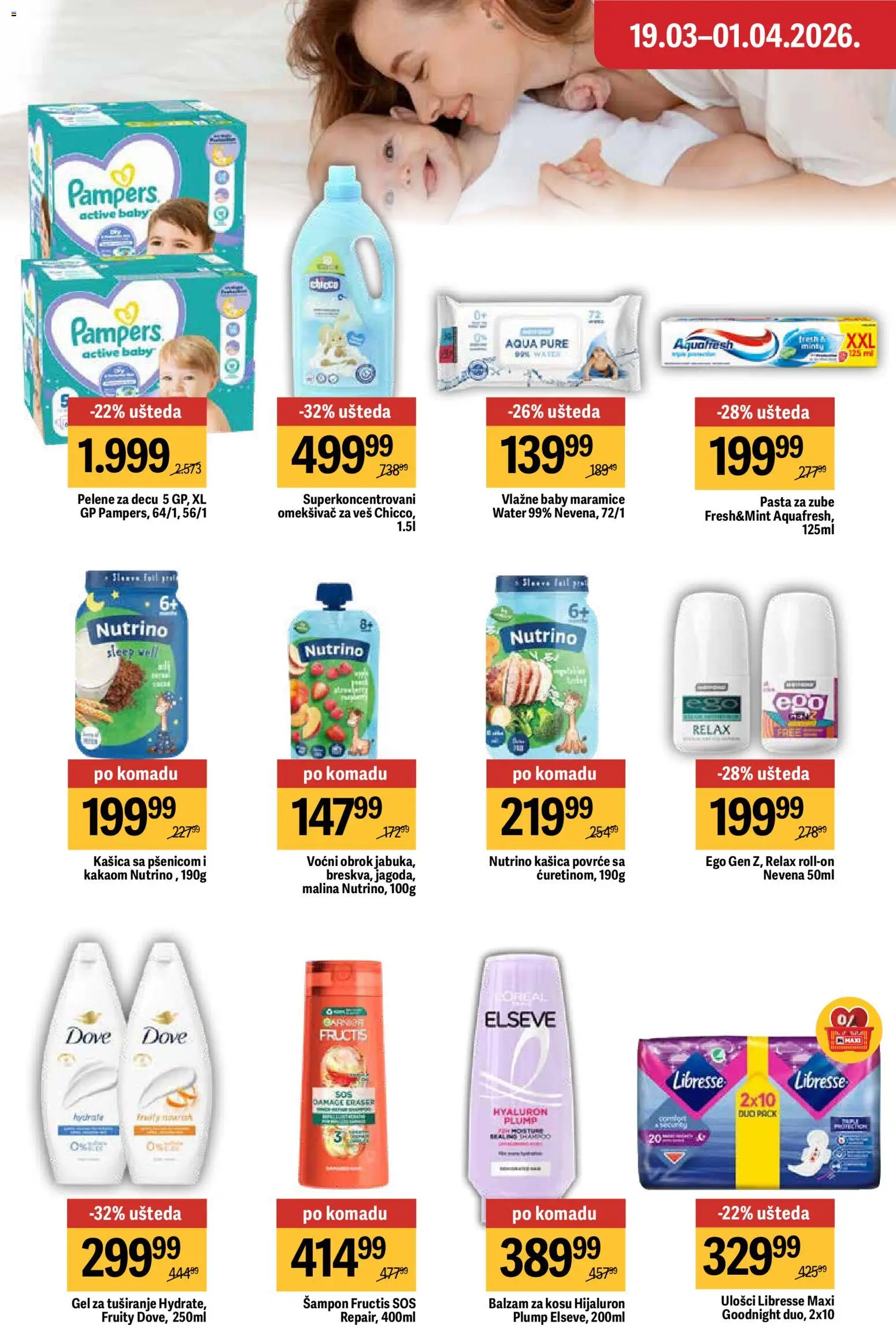Maxi katalog - važi od 26.03.2026 | Strana: 30 | Proizvode: Pampers, Šampon, Balzam za kosu, Gel za tuširanje