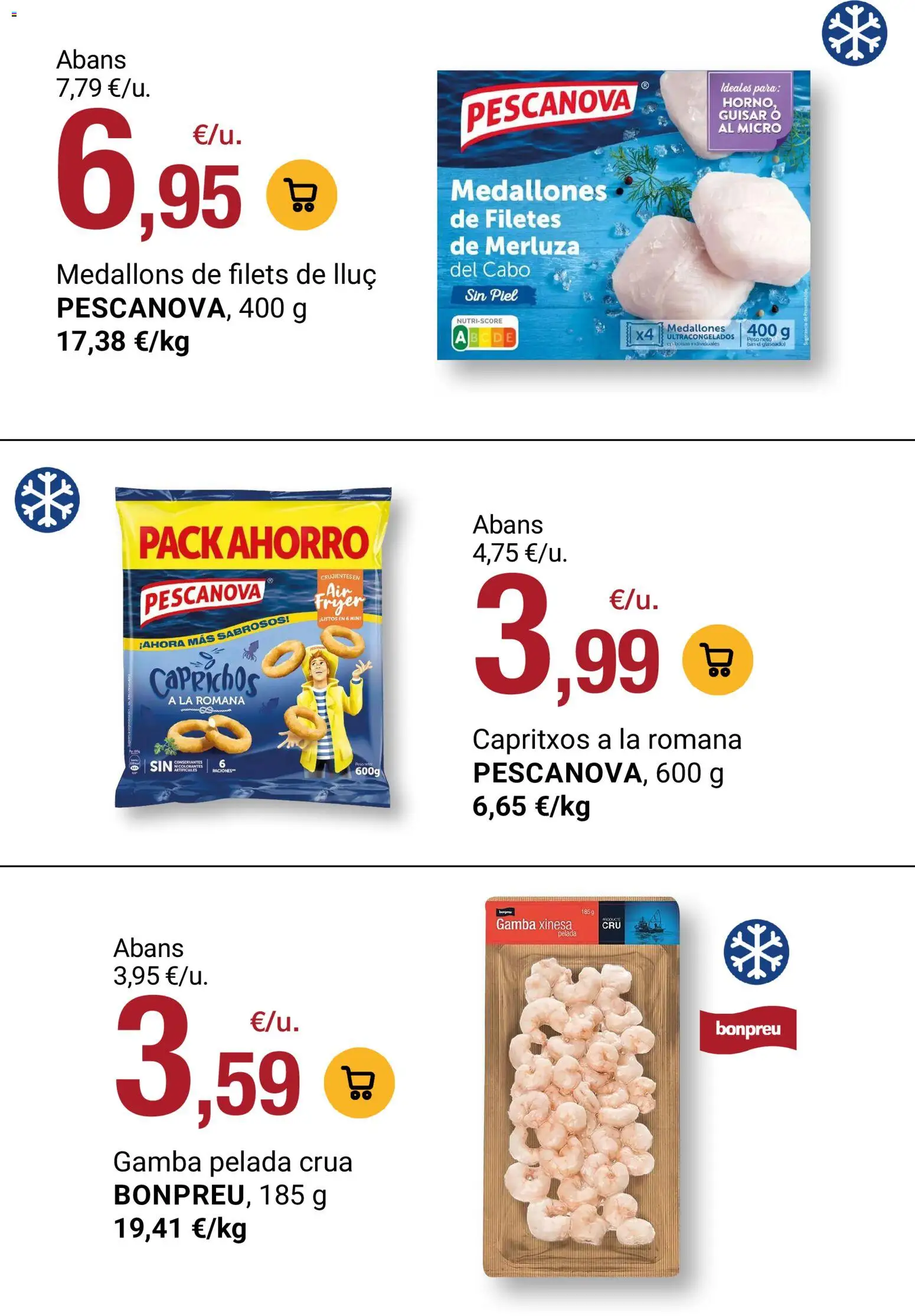 Bonpreu folleto │ válido desde el 29/09/2026 | Página: 75 | Productos: Medallones, Filetes de merluza, Peso, Gamba