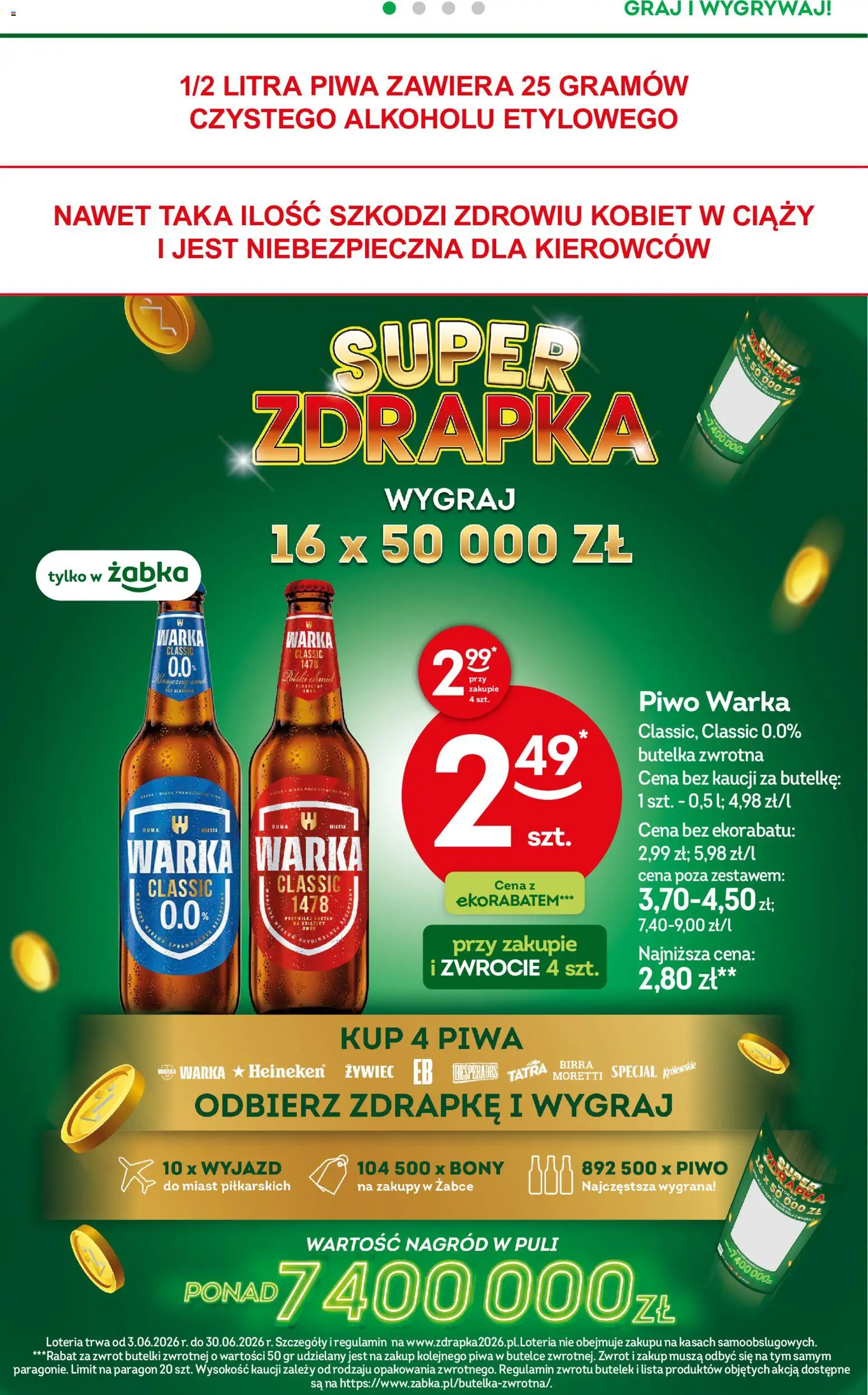 Żabka gazetka od 03.06.2026 | Strona: 36 | Produkty: Warka, Piwo Warka, Piwo, Heineken