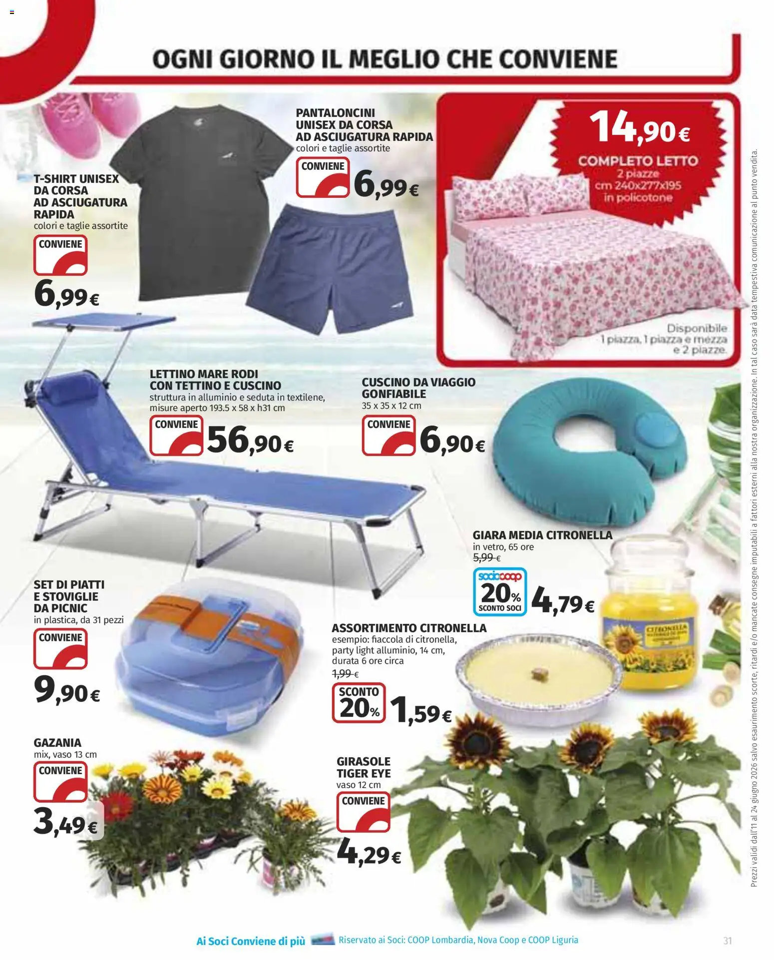 Volantino COOP del 11.06.2026 | Pagina: 31 | Prodotti: Pantaloncini, Citronella, Lettino, Vaso