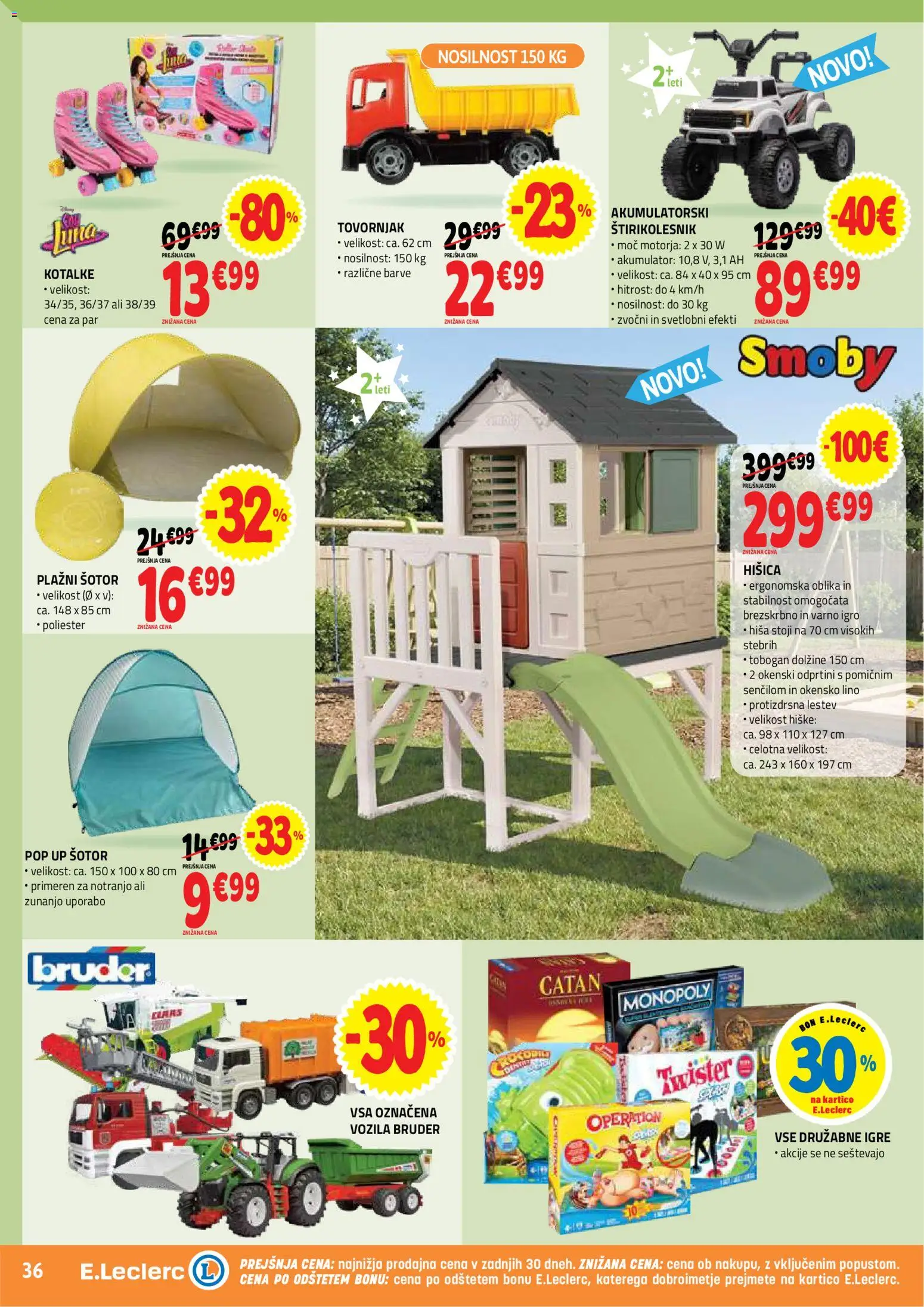 Novi E.leclerc katalog ponudbe – veljaven od 08.07.2026 | Stran: 36 | Izdelki: Šotor, Tobogan, Akumulator