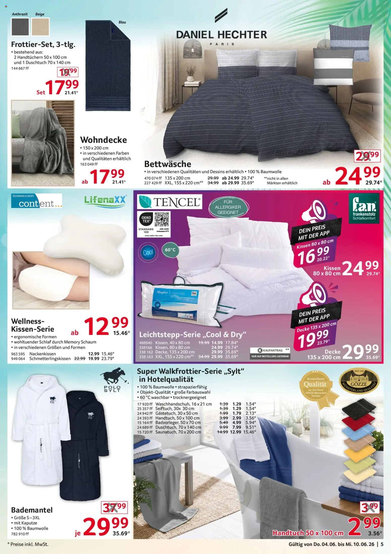 Selgros Non Food – gültig ab 04.06.2026 | Seite: 5 | Produkte: Kissen, Decke, Bettwäsche, Bademantel