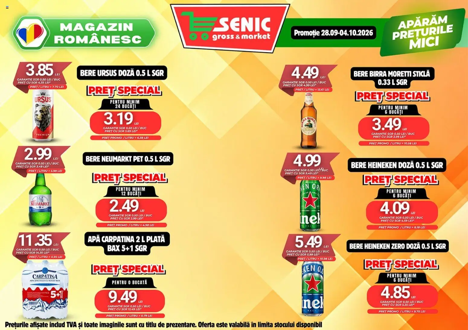 Noul catalog Senic – valabil de la 01.10.2026 | Pagină: 3 | Produse: Premium, Mici, Bere, Apă