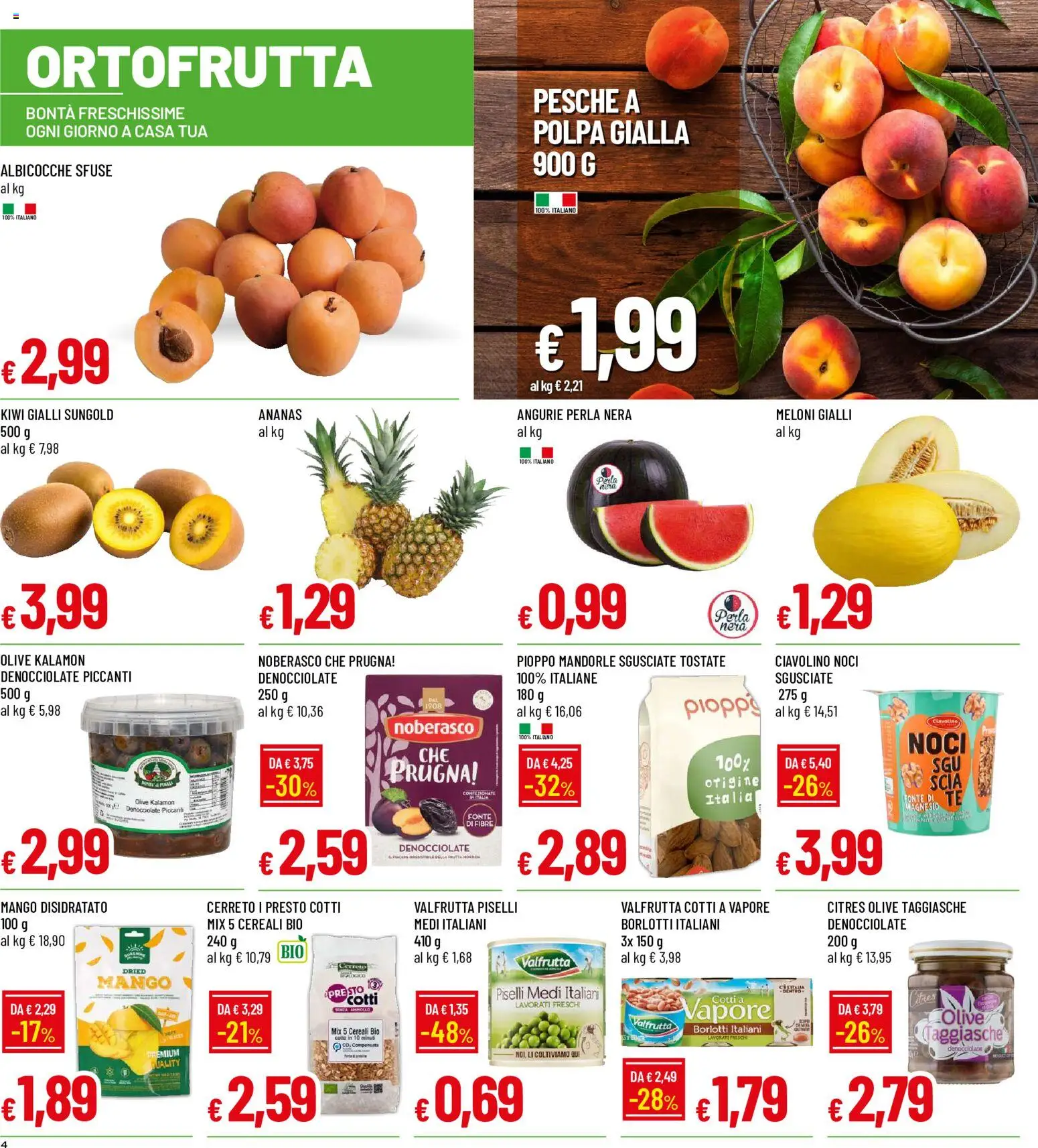 Volantino Galassia del 23/07/2026 | Pagina: 4 | Prodotti: Kiwi, Mango, Noci, Piselli