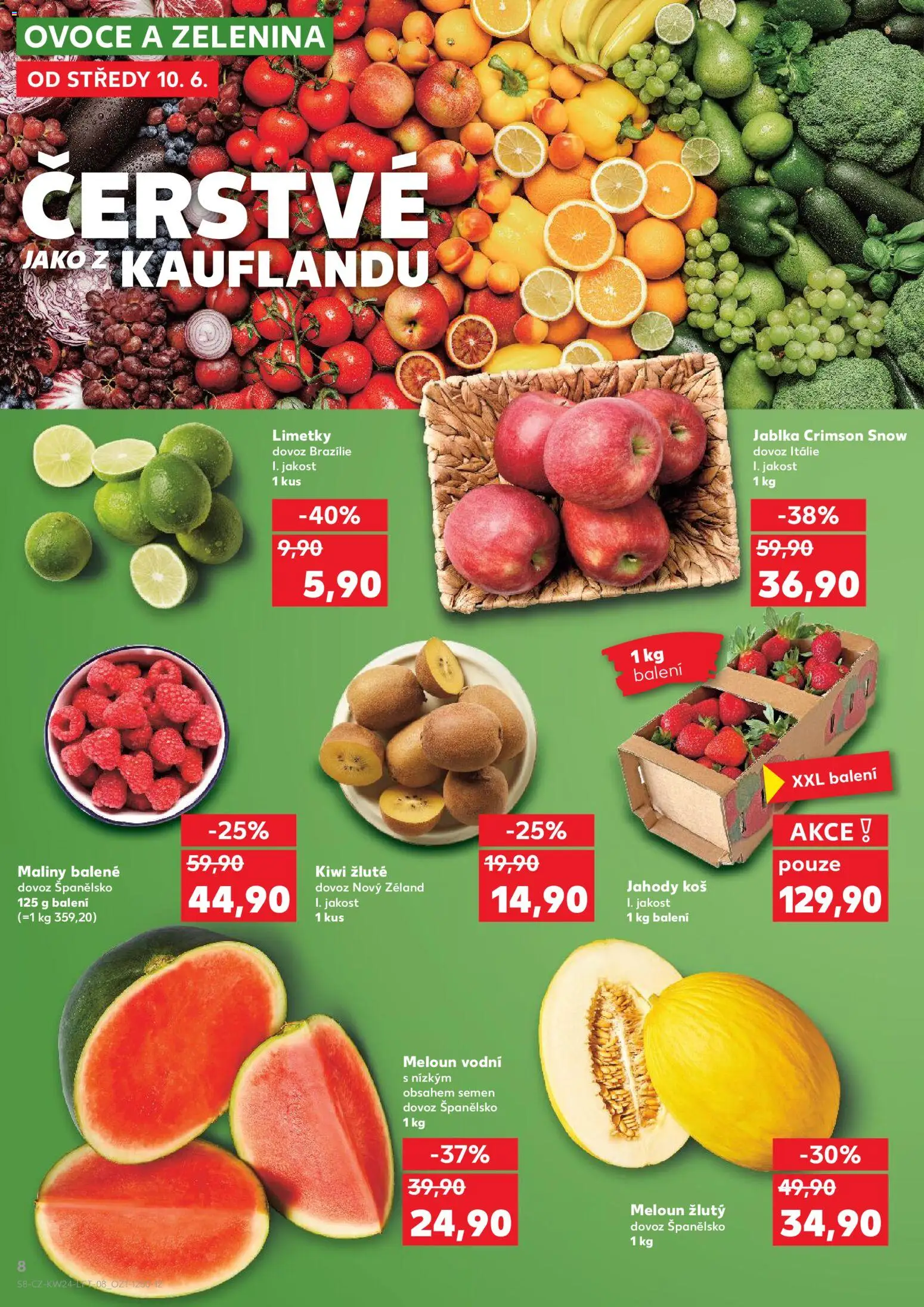 Kaufland leták - Praha 4 od 10.06.2026 | Strana: 8 | Produkty: Ovoce, Jablka, Jahody, Limetky