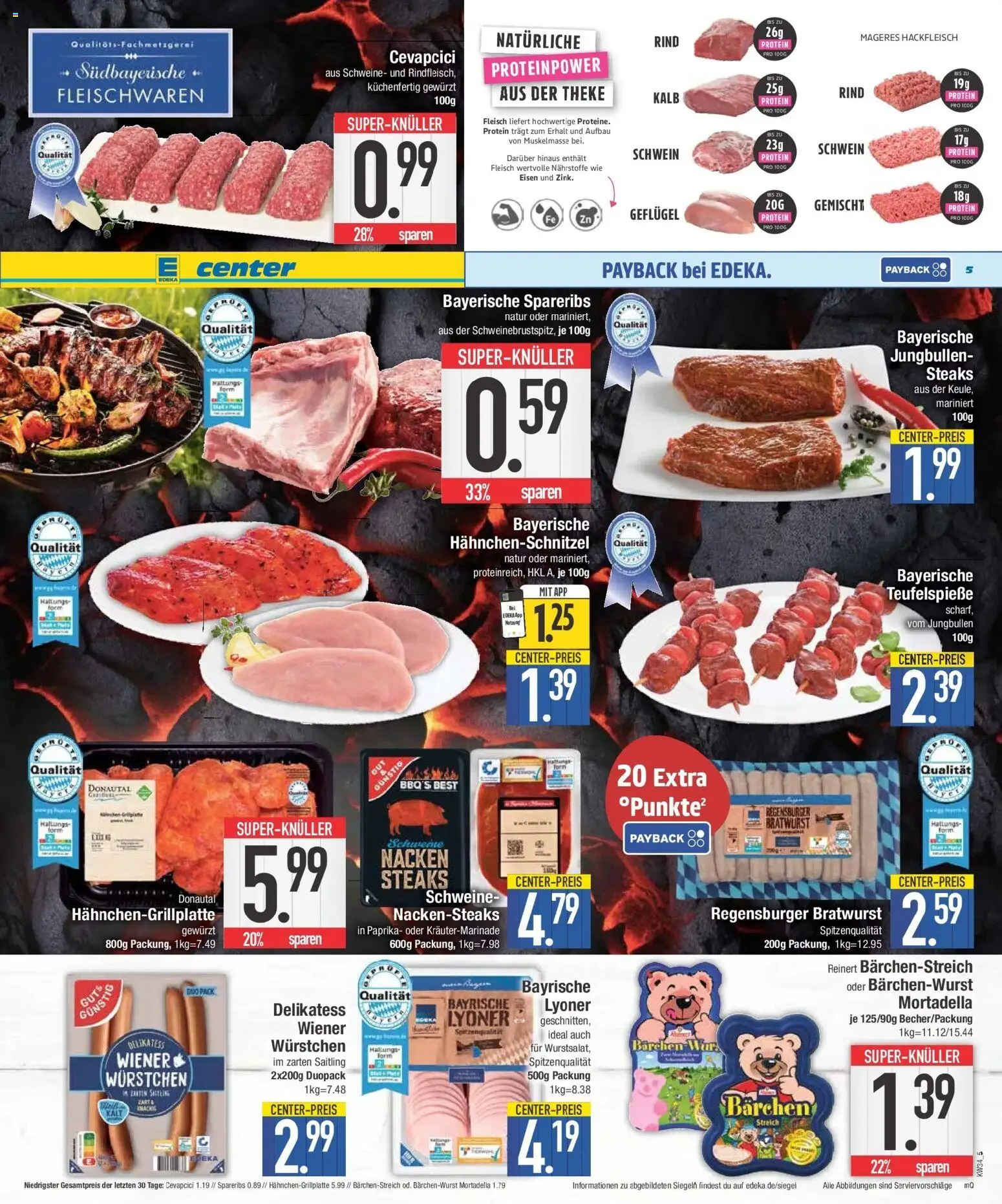 E center Prospekt Meitingen (ab 17.08.2026) zum Blättern | Seite: 5 | Produkte: Nackensteaks, Bratwurst, Cevapcici, Fleisch