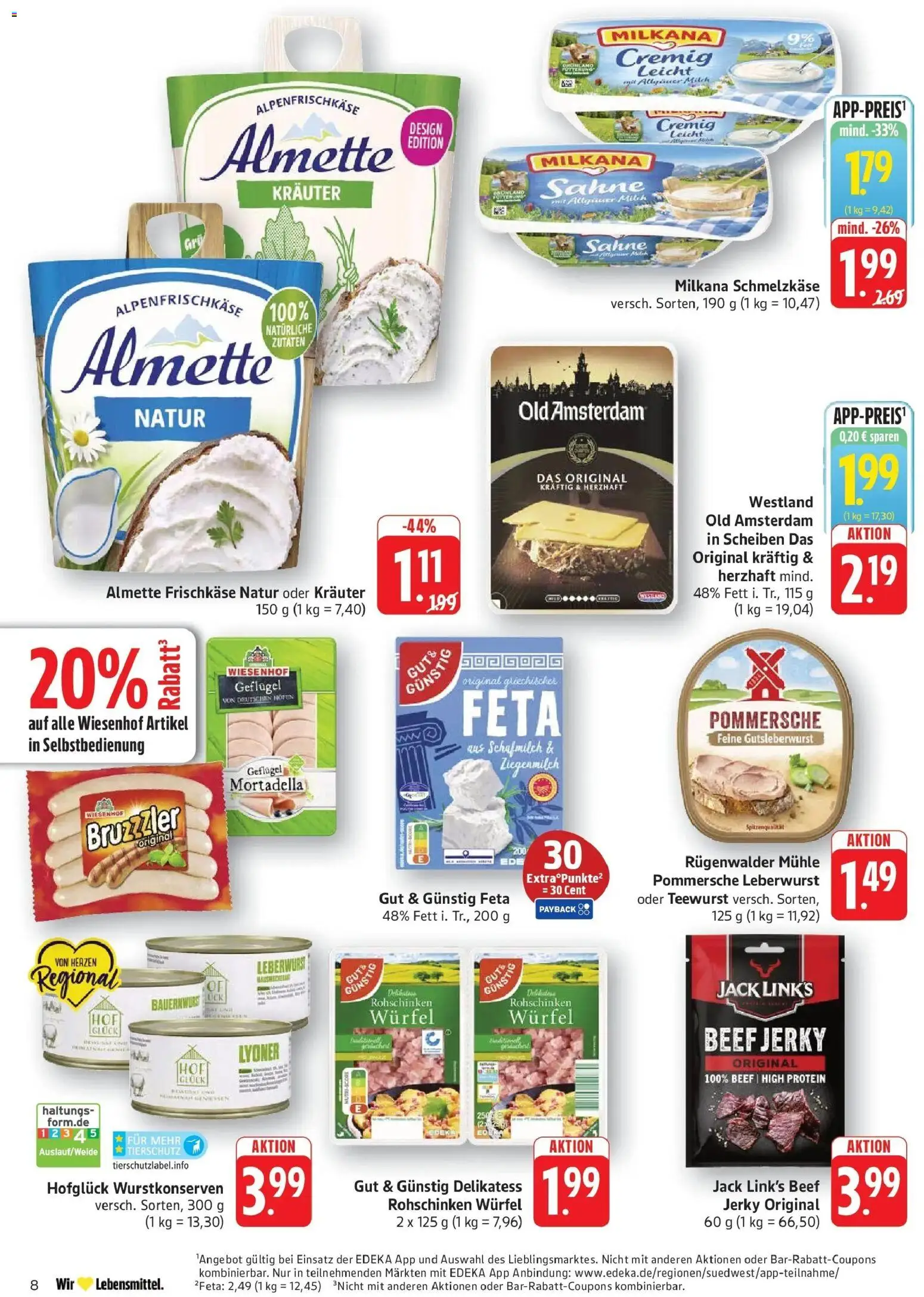 Edeka Prospekt Eislingen (ab 12.10.2026) » Angebote Online | Seite: 8 | Produkte: Feta, Milch, Sahne, Frischkase