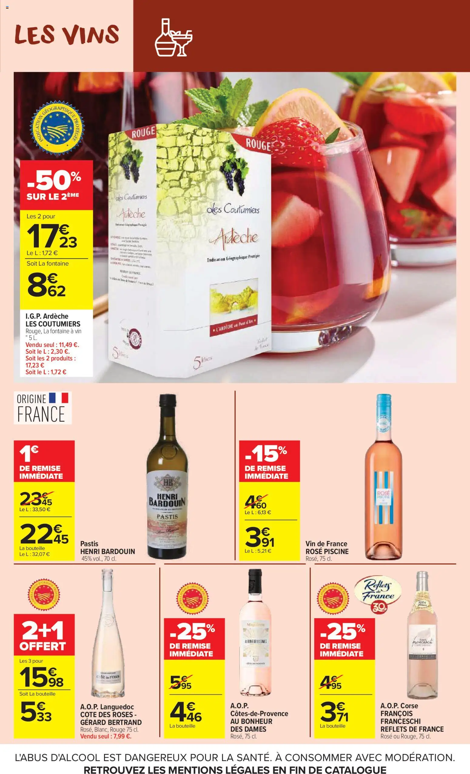 {H1} | Page: 15 | Produits: Pastis, Vin
