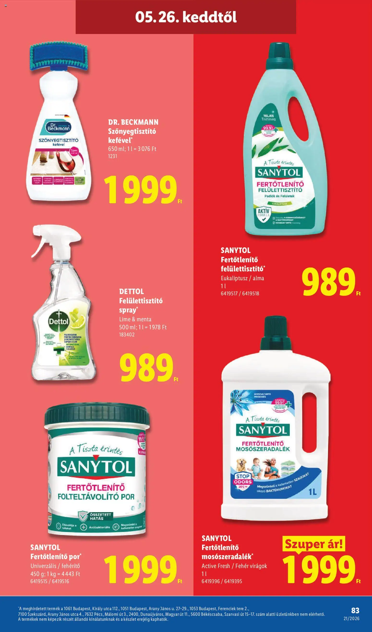 Lidl akciós ujság - amely érvényes a következő dátumtól: 21.05.2026 | Oldal: 83 | Termékek: Lime, Virágok, Folteltávolító, Alma