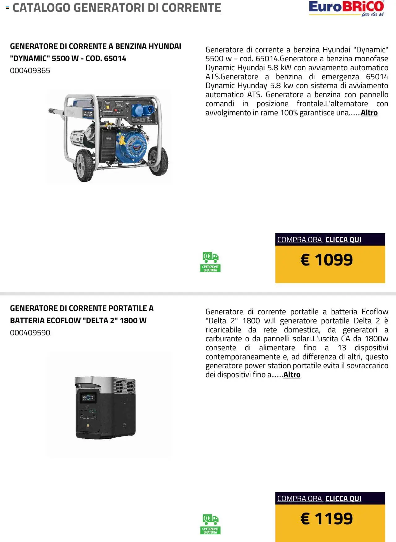Volantino Eurobrico del 23.07.2025 | Pagina: 13 | Prodotti: Generatore, Batteria