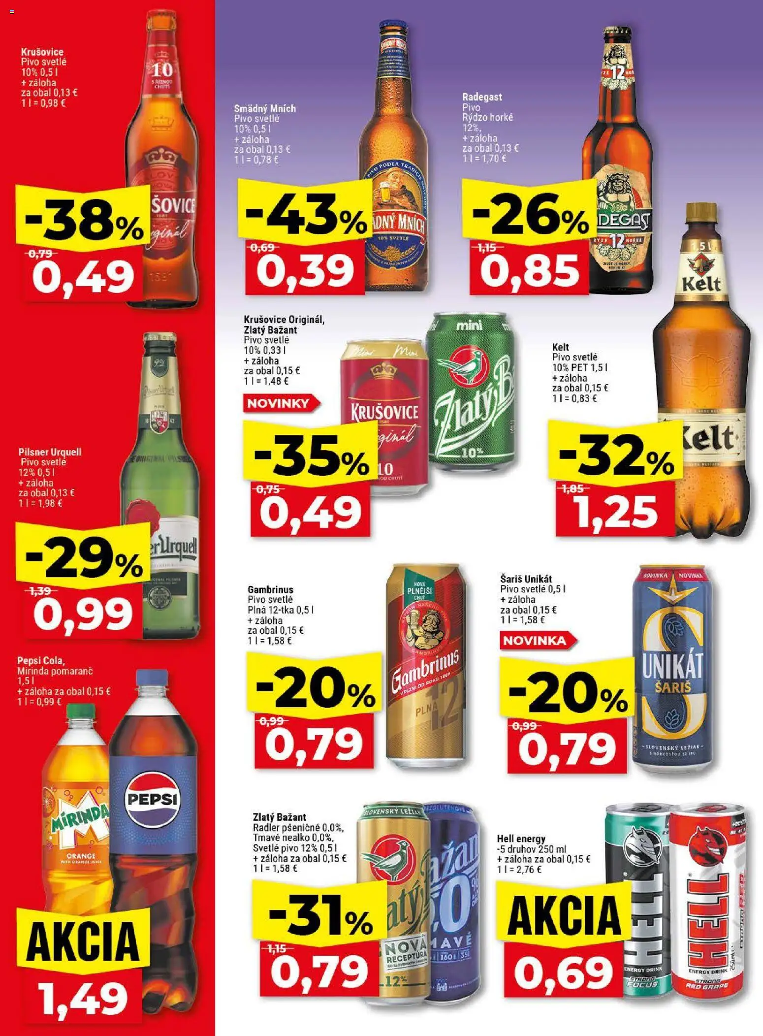 Nové Klas akcie – leták je platný od 04.05.2026 | Strana: 23 | Produkty: Pivo, Zlatý Bažant, Smädný Mních, Pepsi