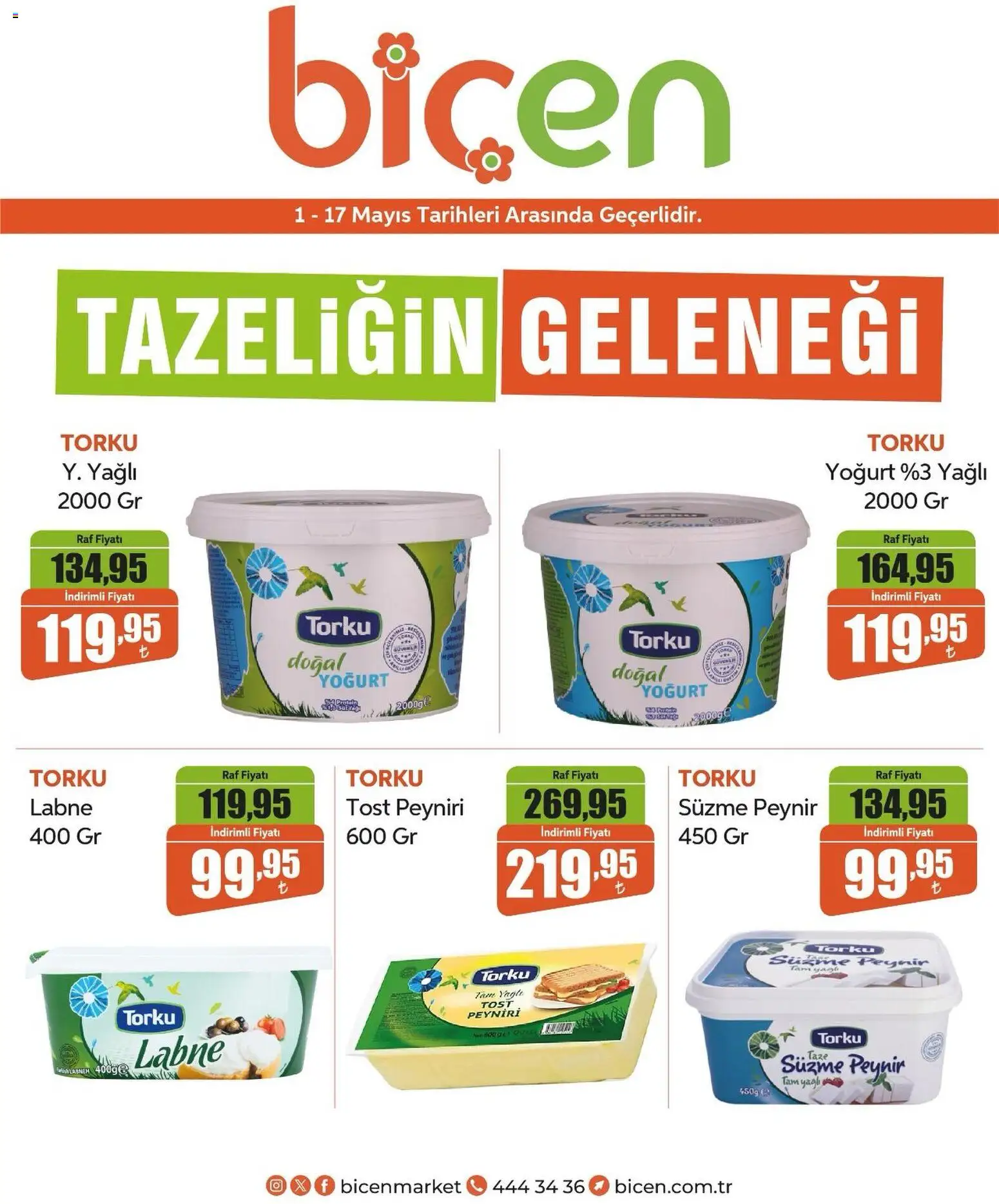 Biçen Market - Tazeliğin 34 Yıllık Geleneği - 01.05.2026 tarihinden itibaren geçerlidir | Sayfa: 1 | Ürünler: Raf, Peynir, Yoğurt, Süzme peynir
