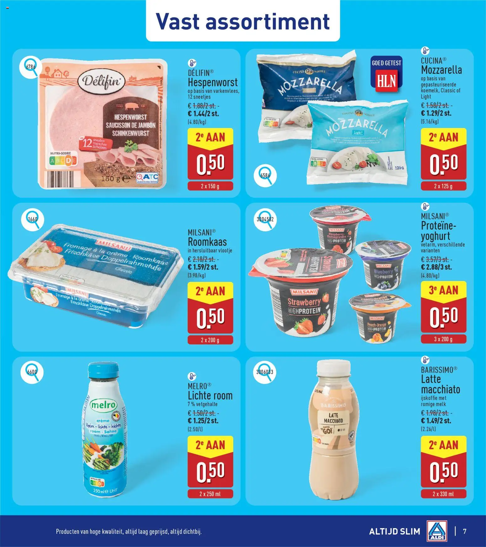 {H1} | Pagina: 7 | Producten: Room, Mozzarella, Melk, Yoghurt