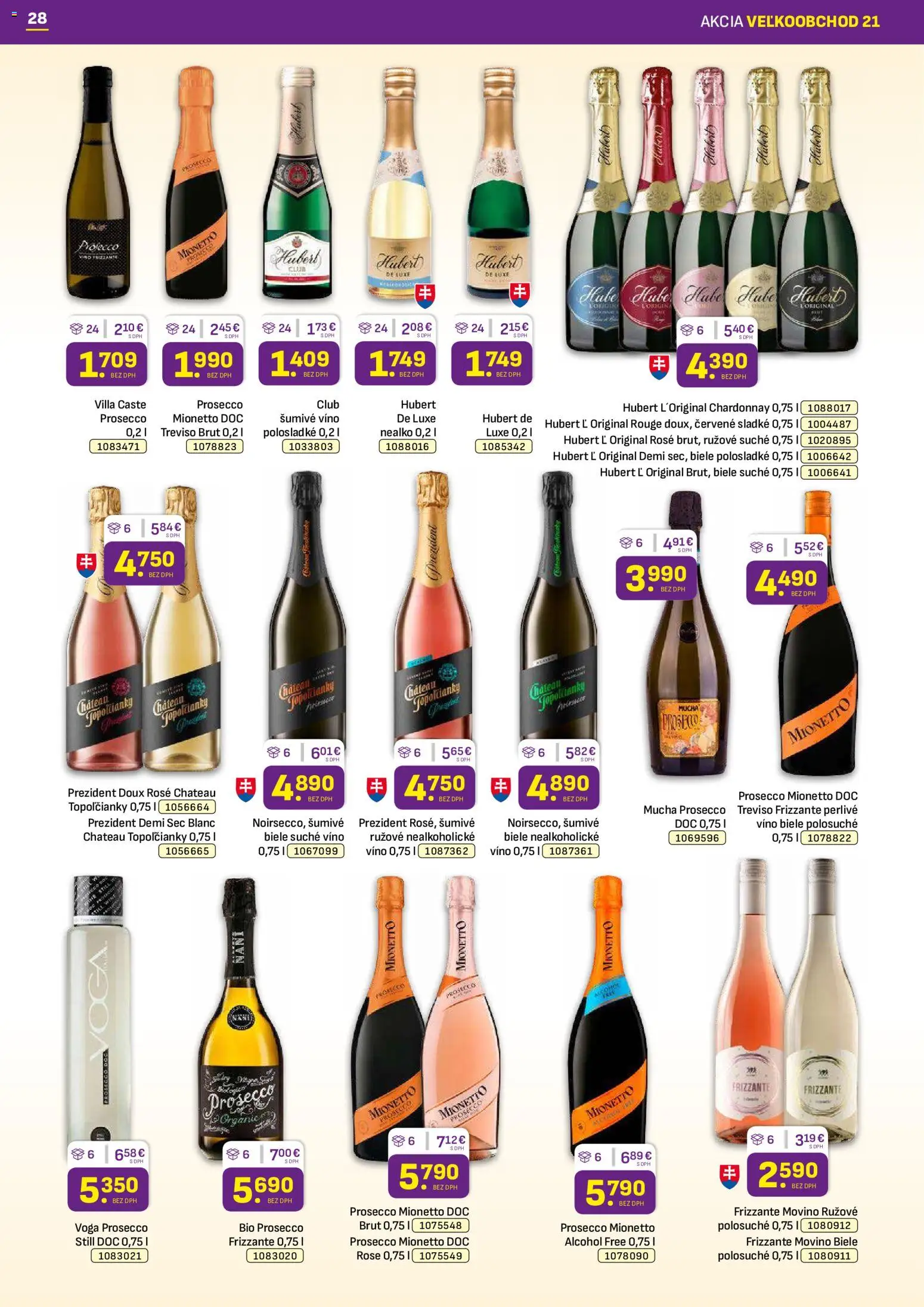Nové Libex akcie – leták je platný od 19.10.2026 | Strana: 28 | Produkty: Víno, Prosecco, Mionetto Prosecco, Šumivé víno