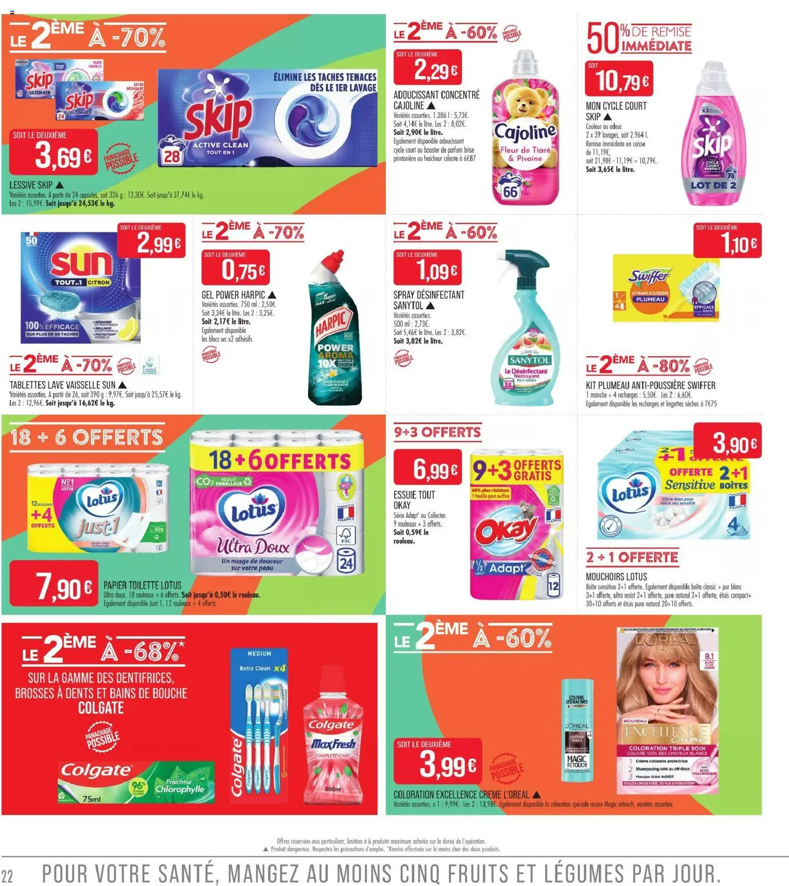 {H1} | Page: 22 | Produits: Coloration, Fruits, Mouchoirs, Papier toilette Lotus