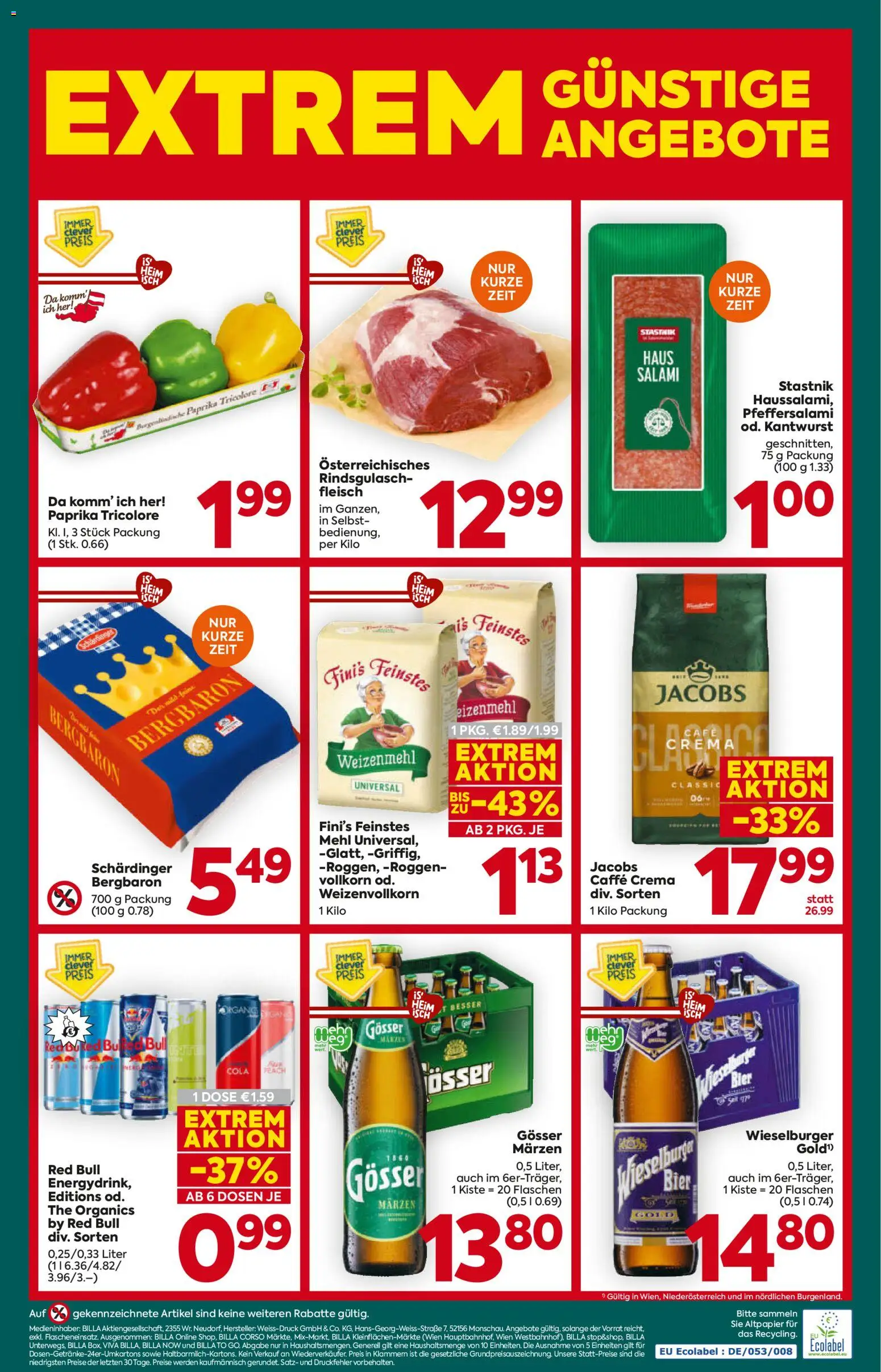 Billa Plus Flugblatt gültig ab 29.10.2026 | Seite: 20 | Produkte: Mehl, Salami, Bier