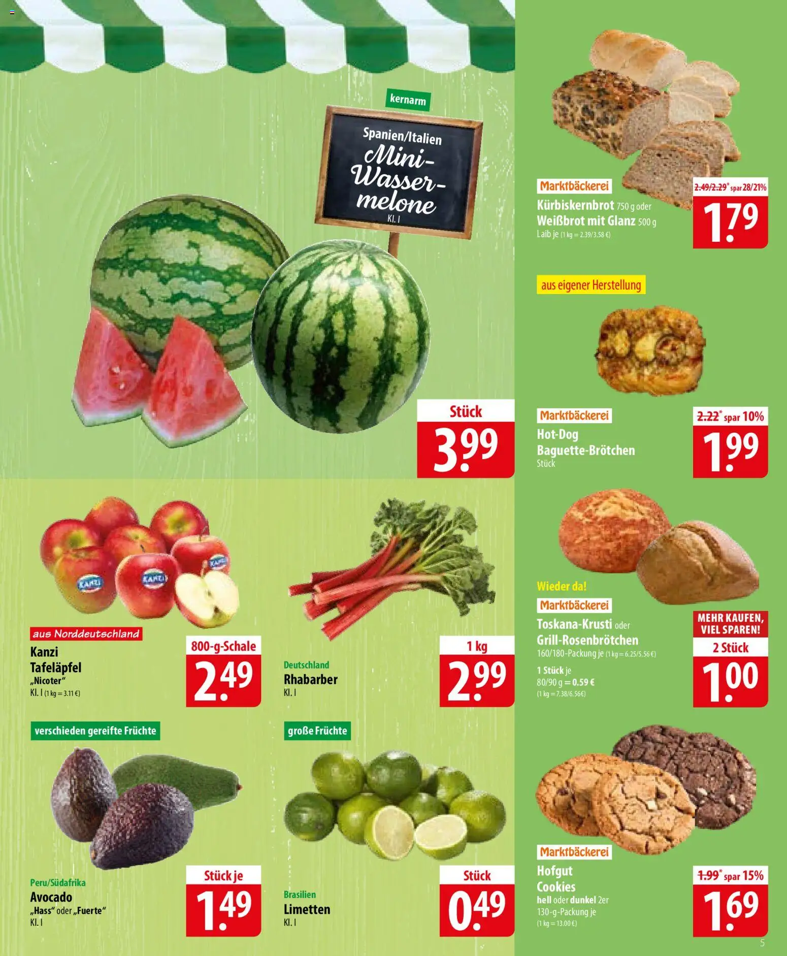 Famila Prospekt – gültig ab 01.06.2026 | Seite: 5 | Produkte: Limetten, Avocado, Wasser, Rhabarber