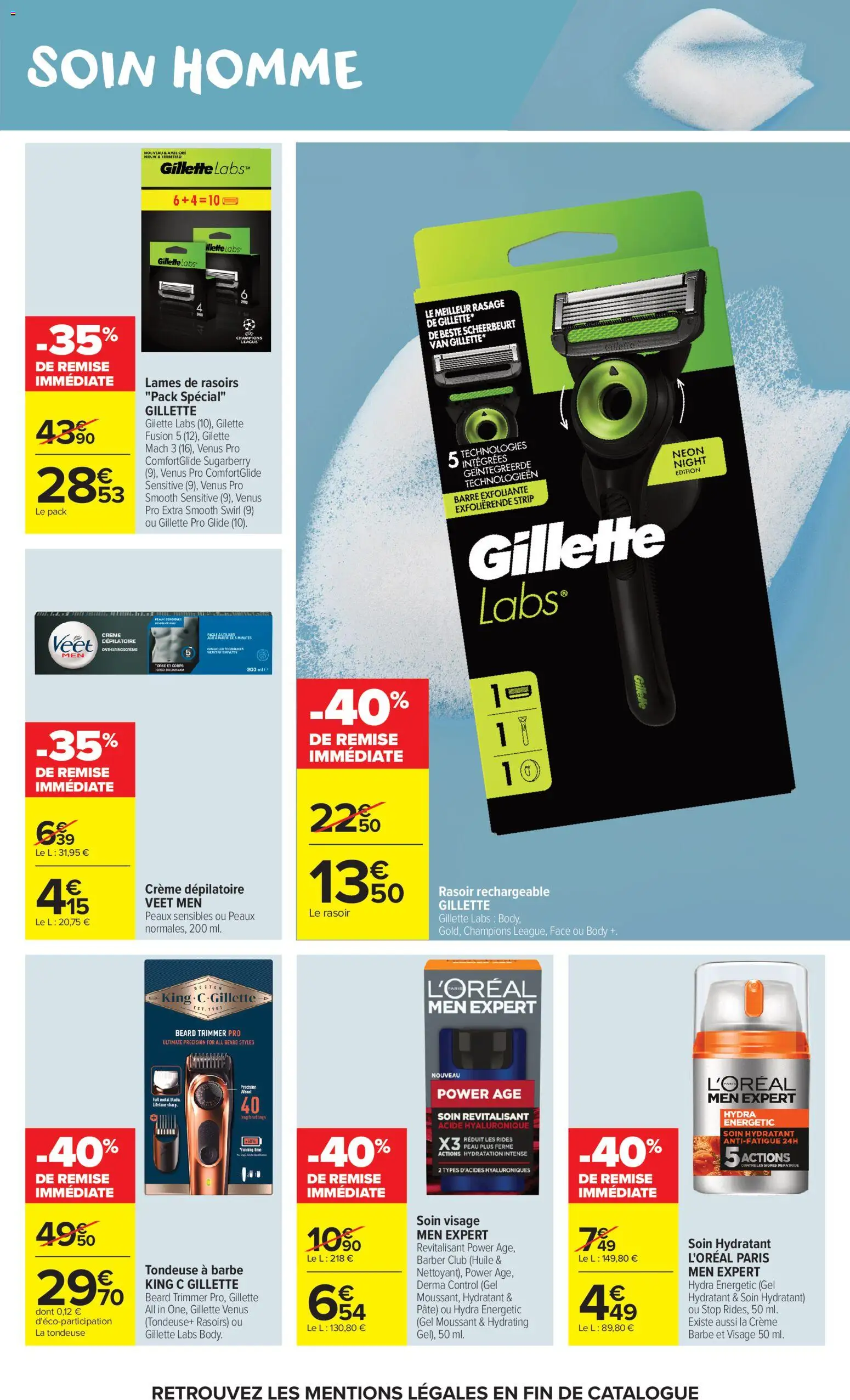 {H1} | Page: 15 | Produits: Rasoir, Tondeuse, Gillette Labs, Crème