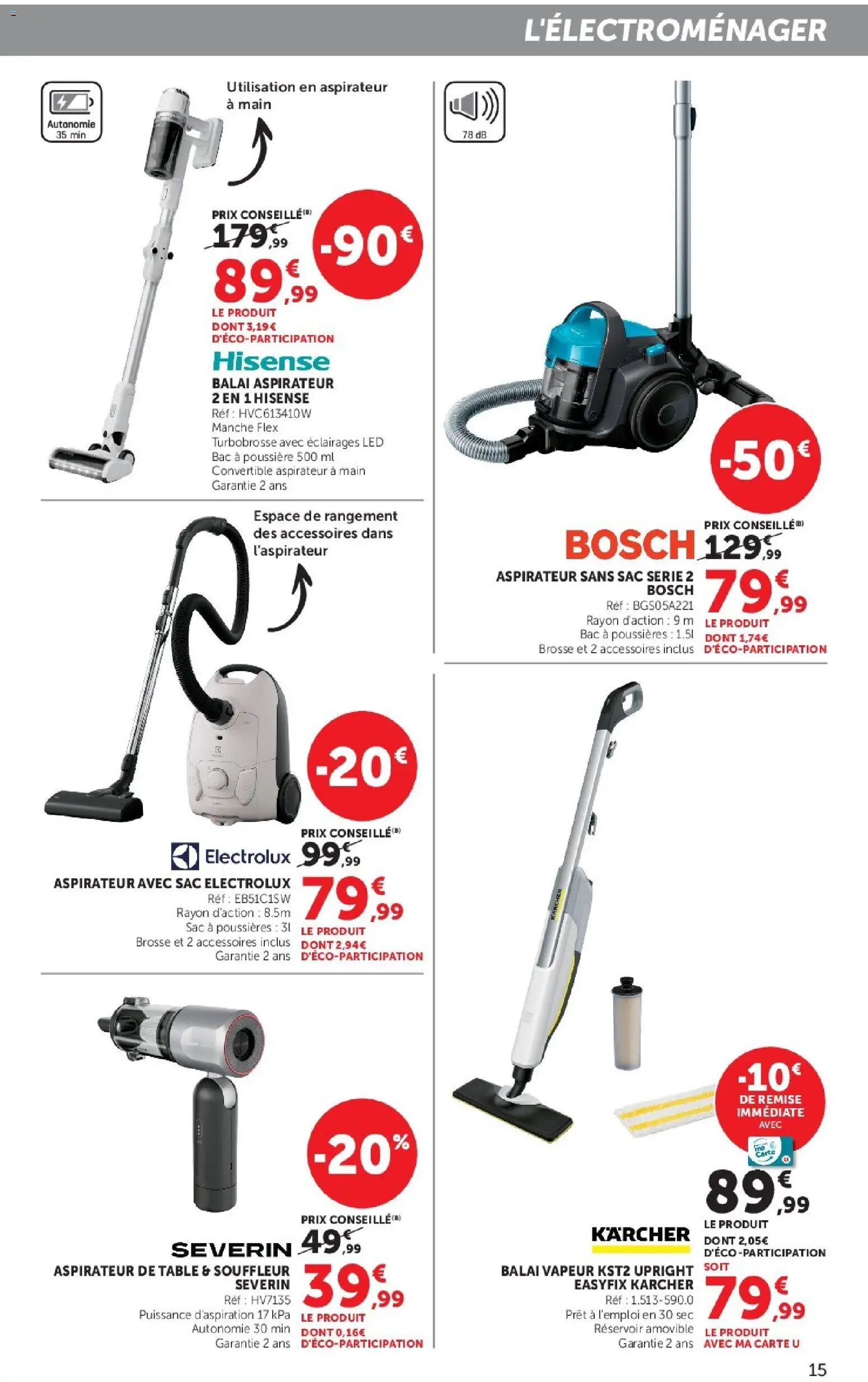 {H1} | Page: 15 | Produits: Aspirateur sans sac, Aspirateur, Aspirateur de table, Brosse