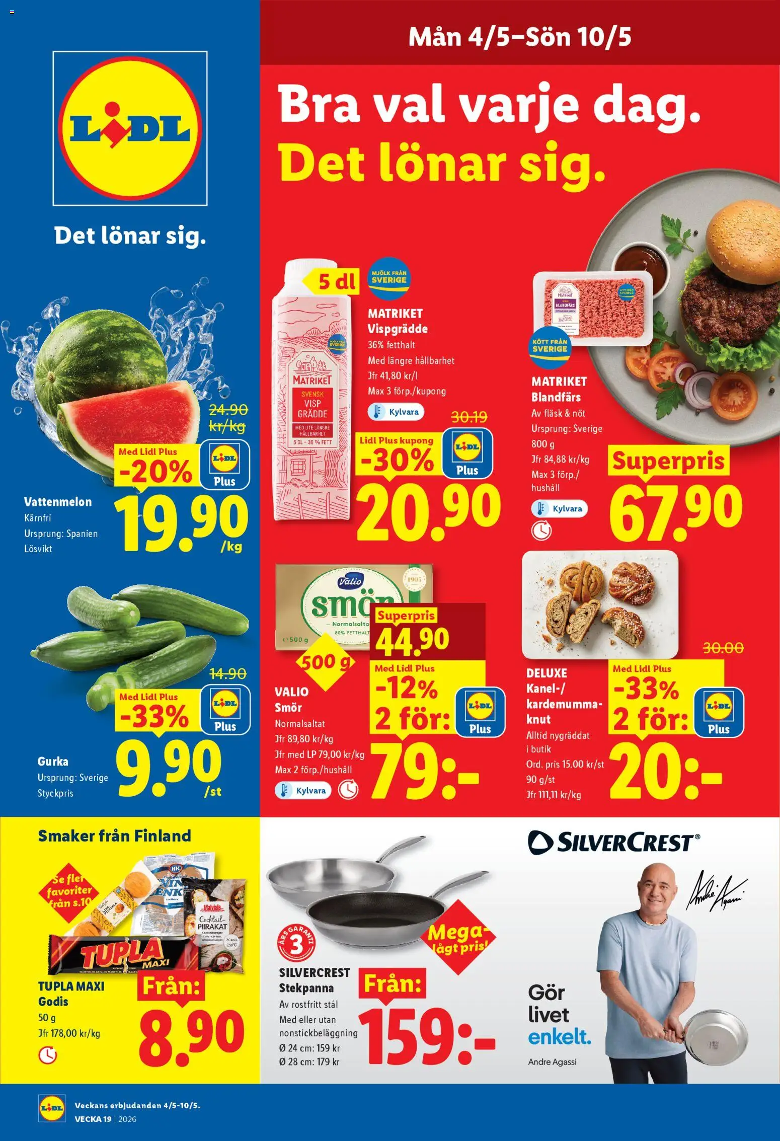 Lidl reklamblad aktuell från 04.05.2026 | Sida: 1 | Produkter: Vattenmelon, Blandfärs, Fläsk, Godis